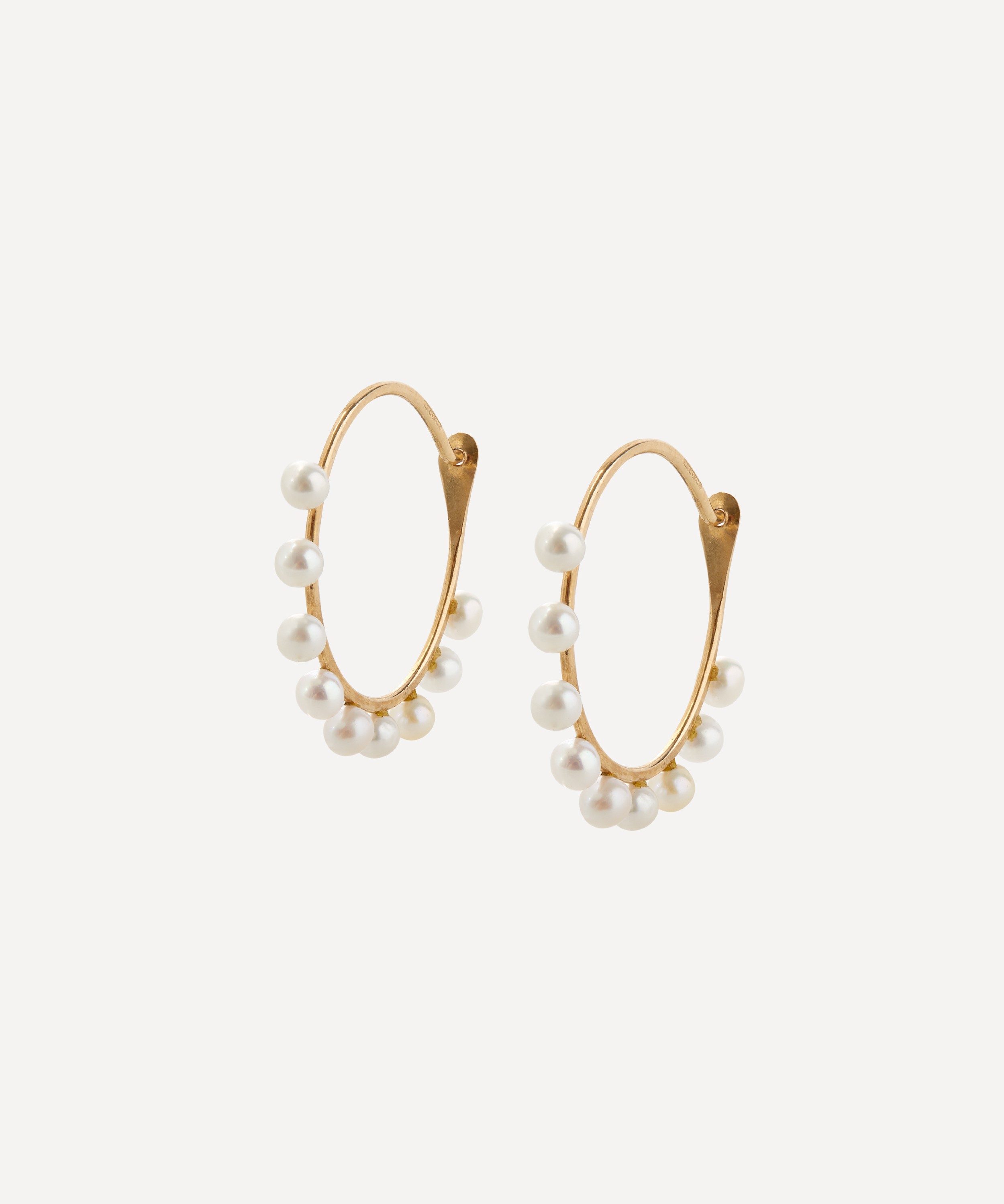 Melissa Joy Manning 14ct Gold Pearl Halo Hoop Earrings | Liberty