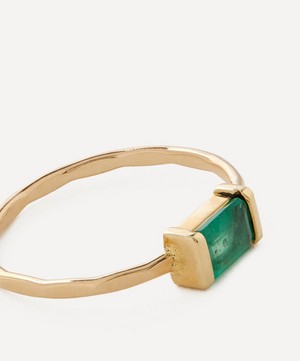 Melissa Joy Manning - 14ct Gold Zambian Emerald Baguette Bar Ring image number 1