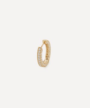 By Pariah - 14ct Gold Triple Diamond Medium Single Hoop Earring image number 0