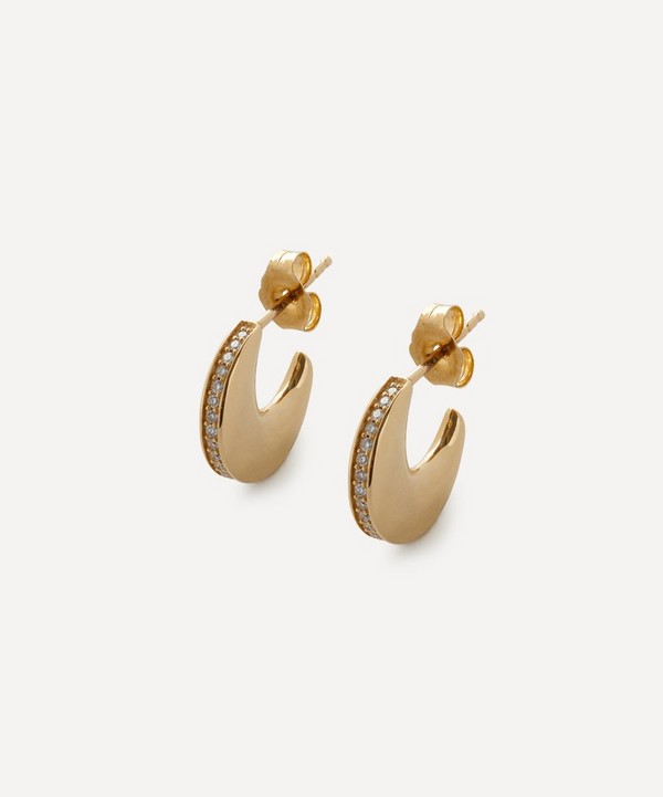 By Pariah - 9ct Gold Diamond Linings Huggie Hoop Earrings image number null