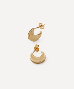By Pariah - 9ct Gold Diamond Linings Huggie Hoop Earrings image number 2