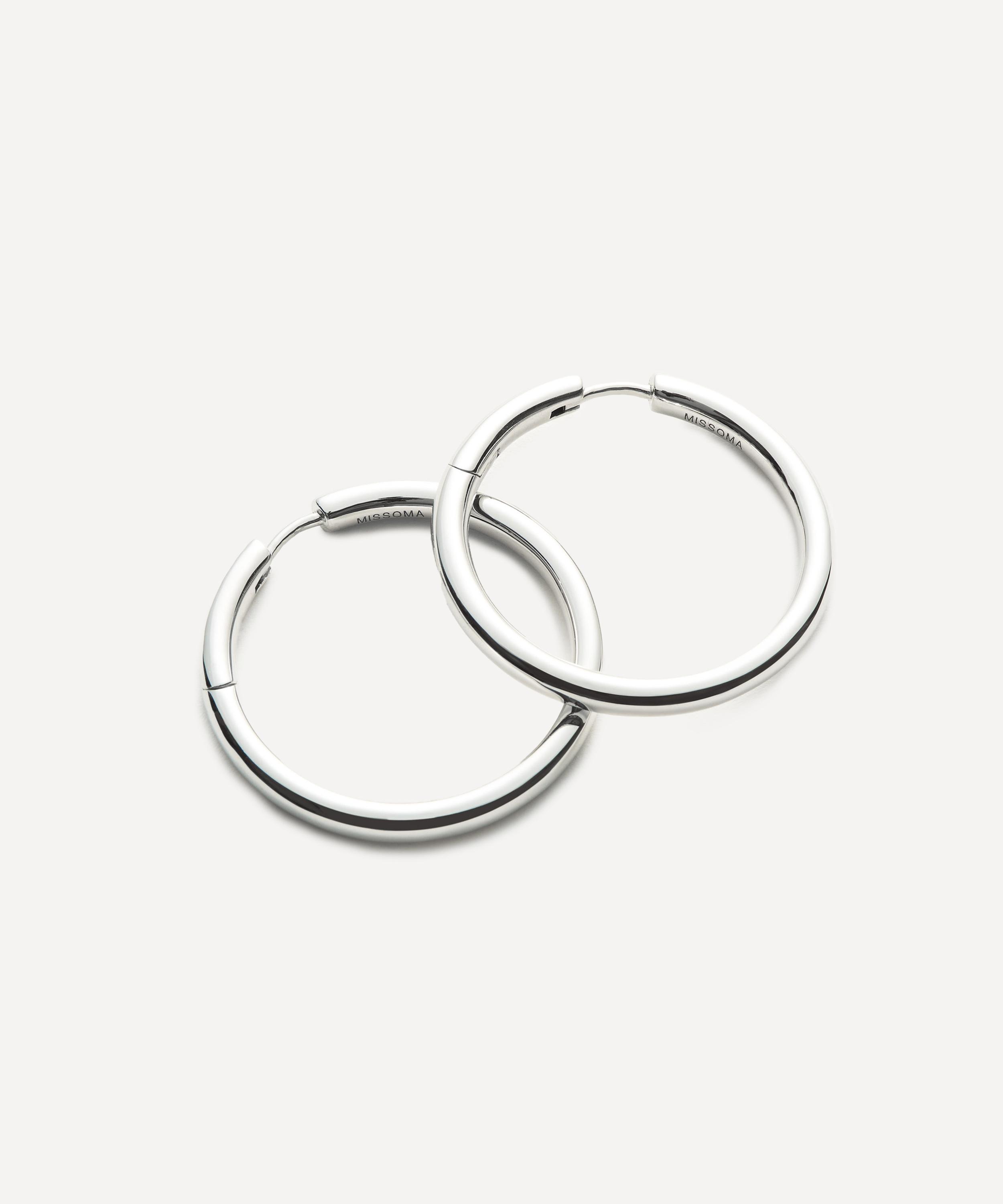 Missoma - Silver-Plated Classic Tunnel Medium Hoop Earrings image number 1