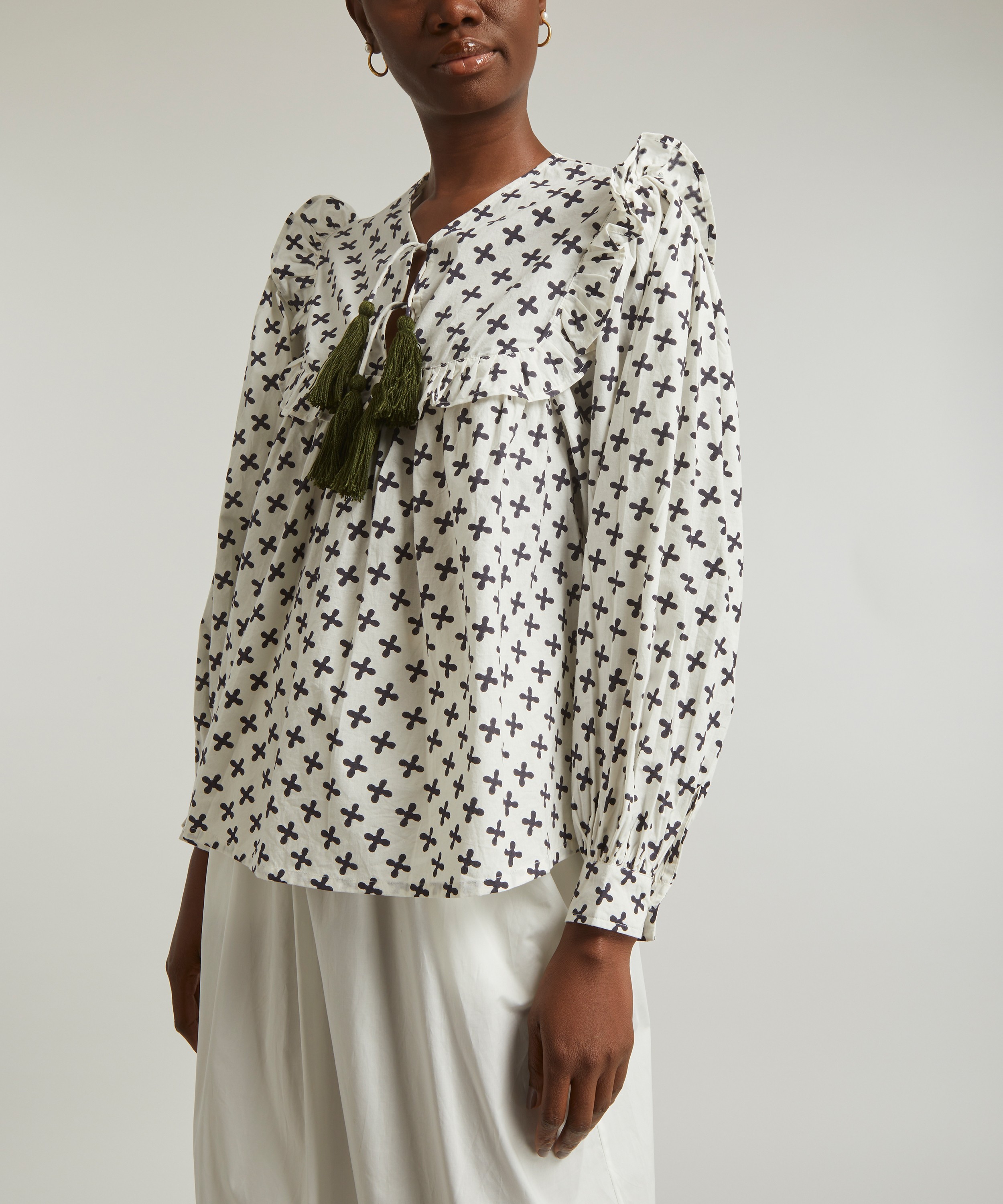 SZ Blockprints Clover Midnight Cream Blouse | Liberty