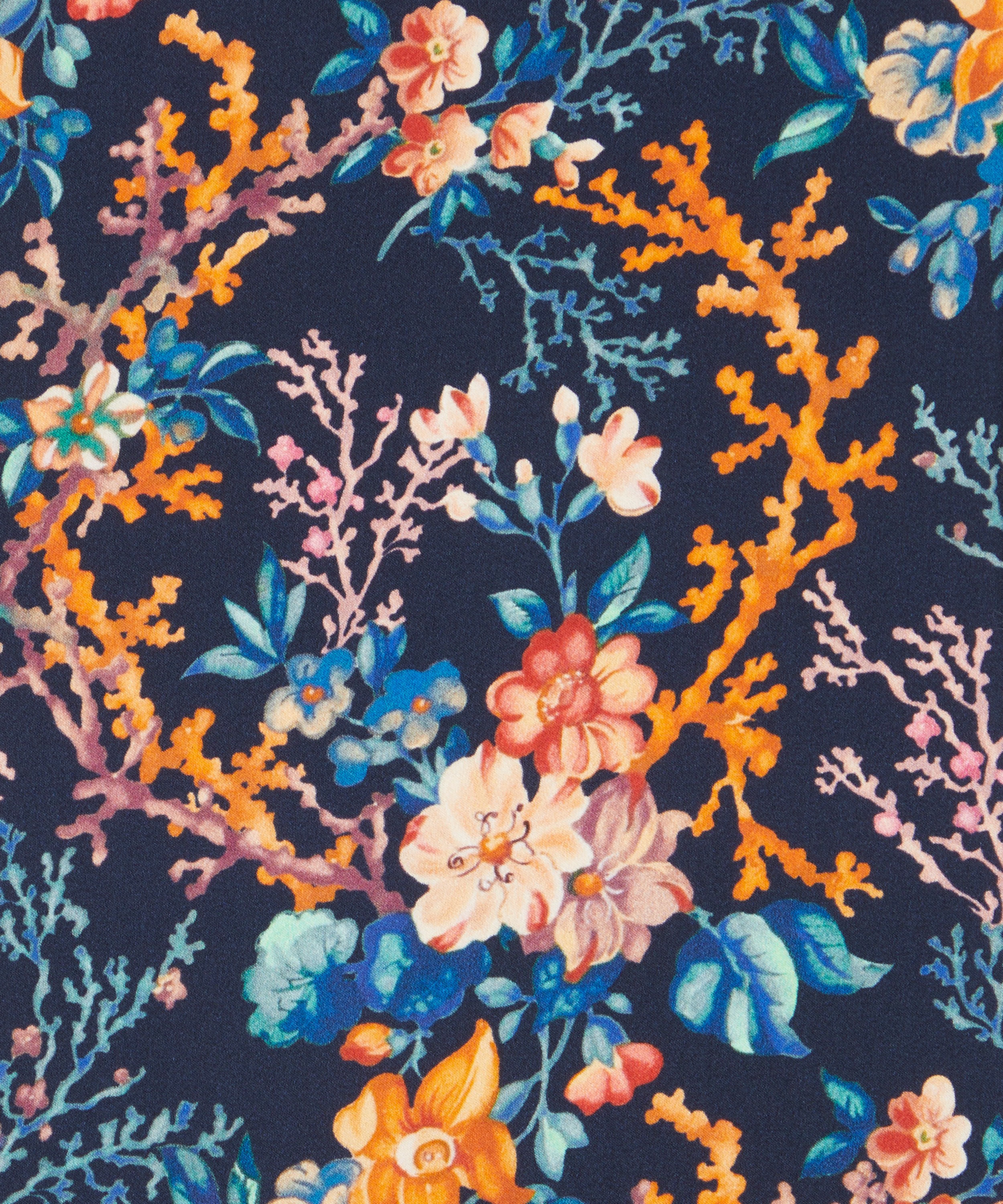 Liberty Fabrics - Coral Meadow Silk Satin