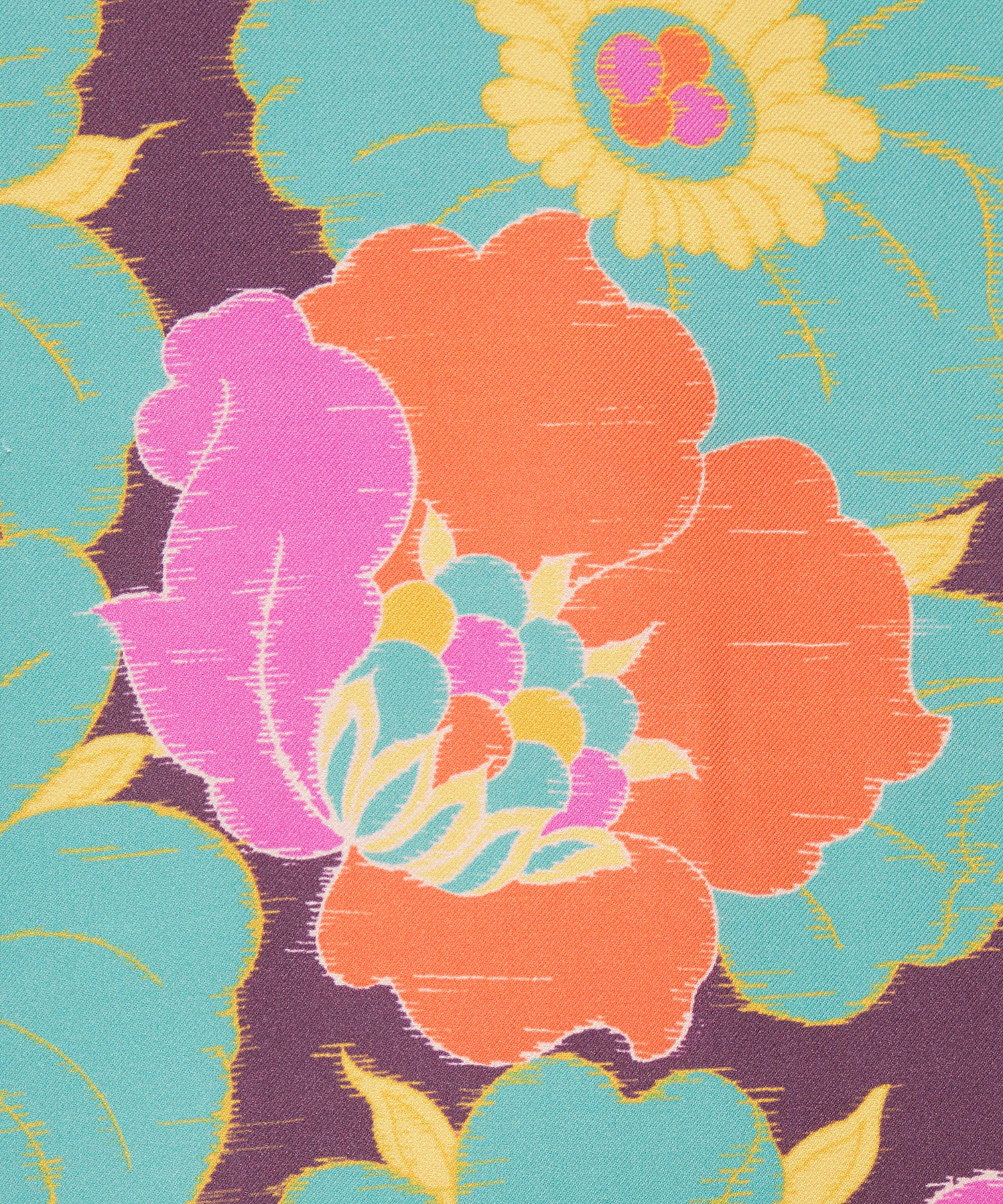 Daily Love, Large Silk Twill Scarf: Bright Pink, Blue and Yellow.