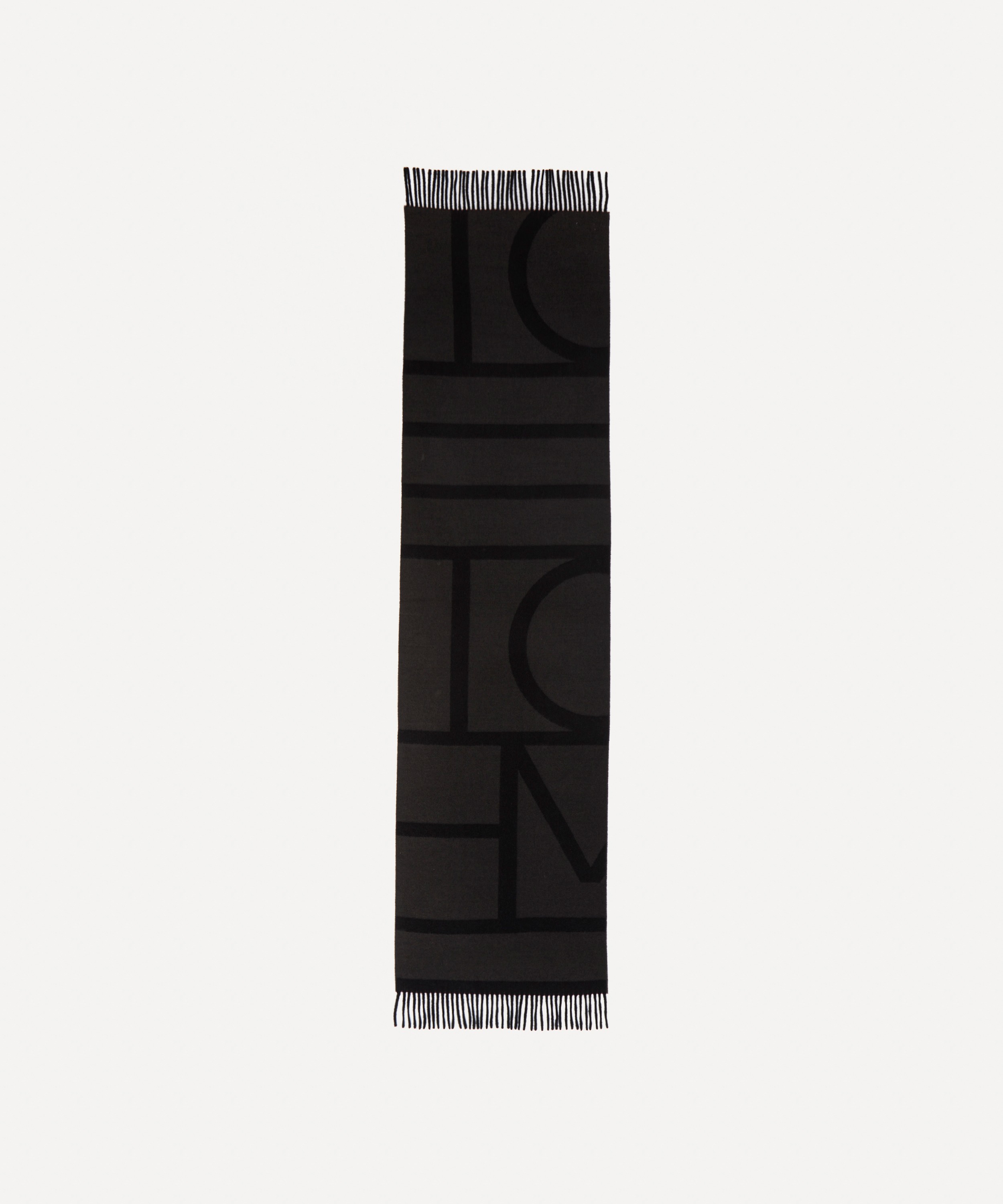 Monogram Jacquard Wool Scarf in White - Toteme