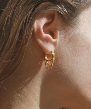 Maggoosh - 10ct Gold Twinkler Mini Double Hoop Earrings image number 1