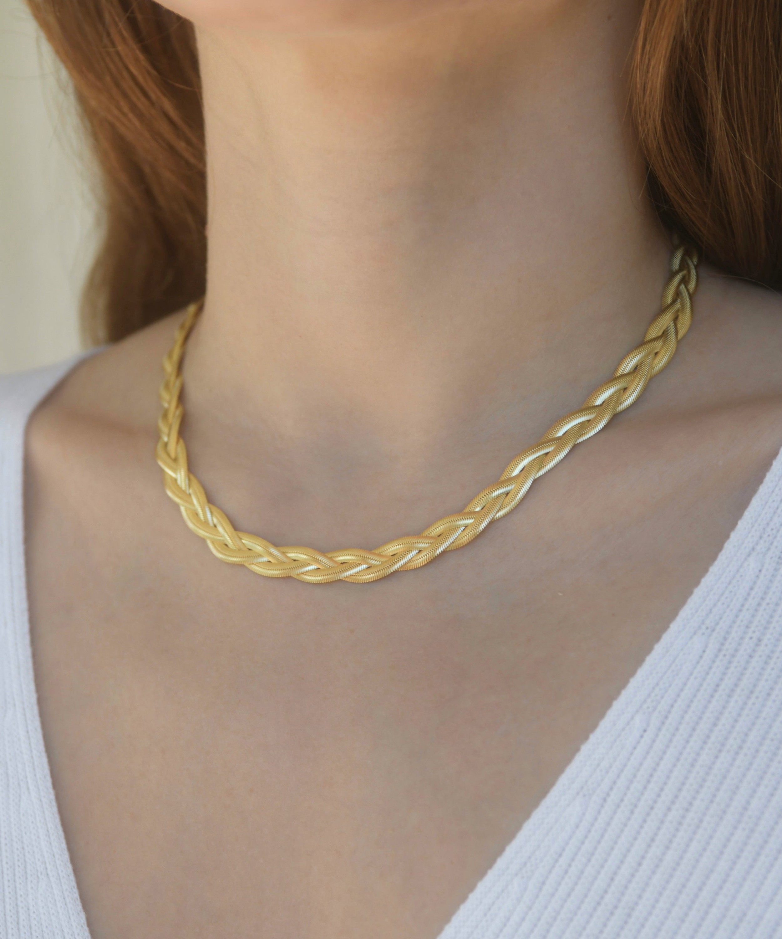 Maggoosh - Gold-Plated Liquid Braid Thick Necklace image number 1