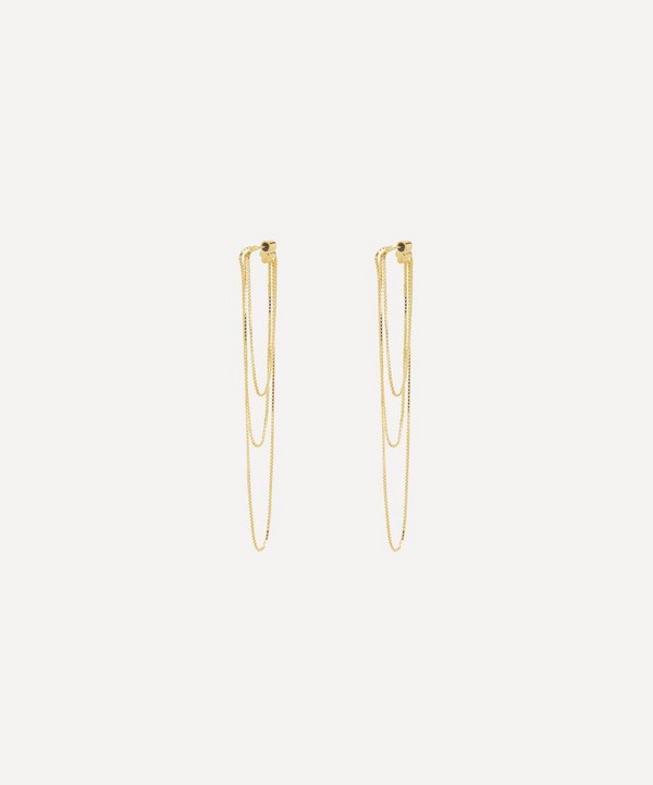 Maggoosh - 10ct Gold Nighttime Box Chain Drop Earrings image number null