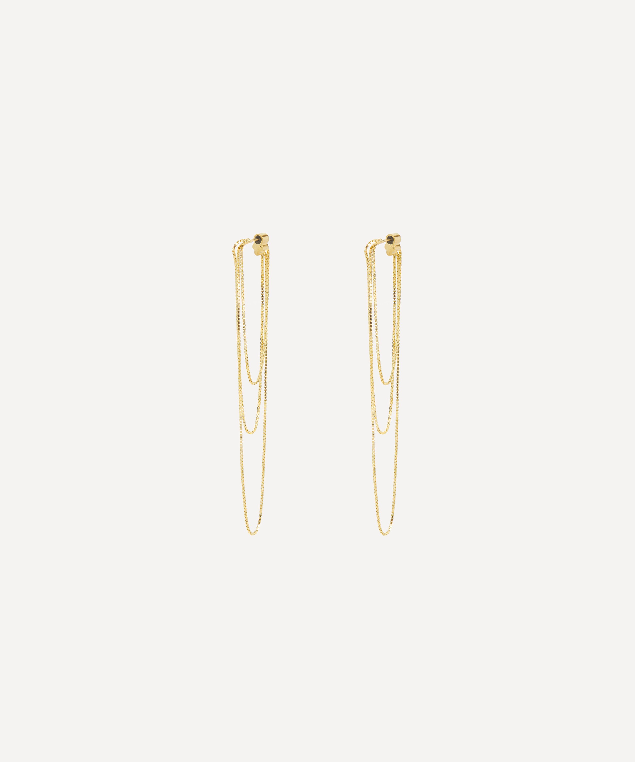 Maggoosh - 10ct Gold Nighttime Box Chain Drop Earrings image number 0