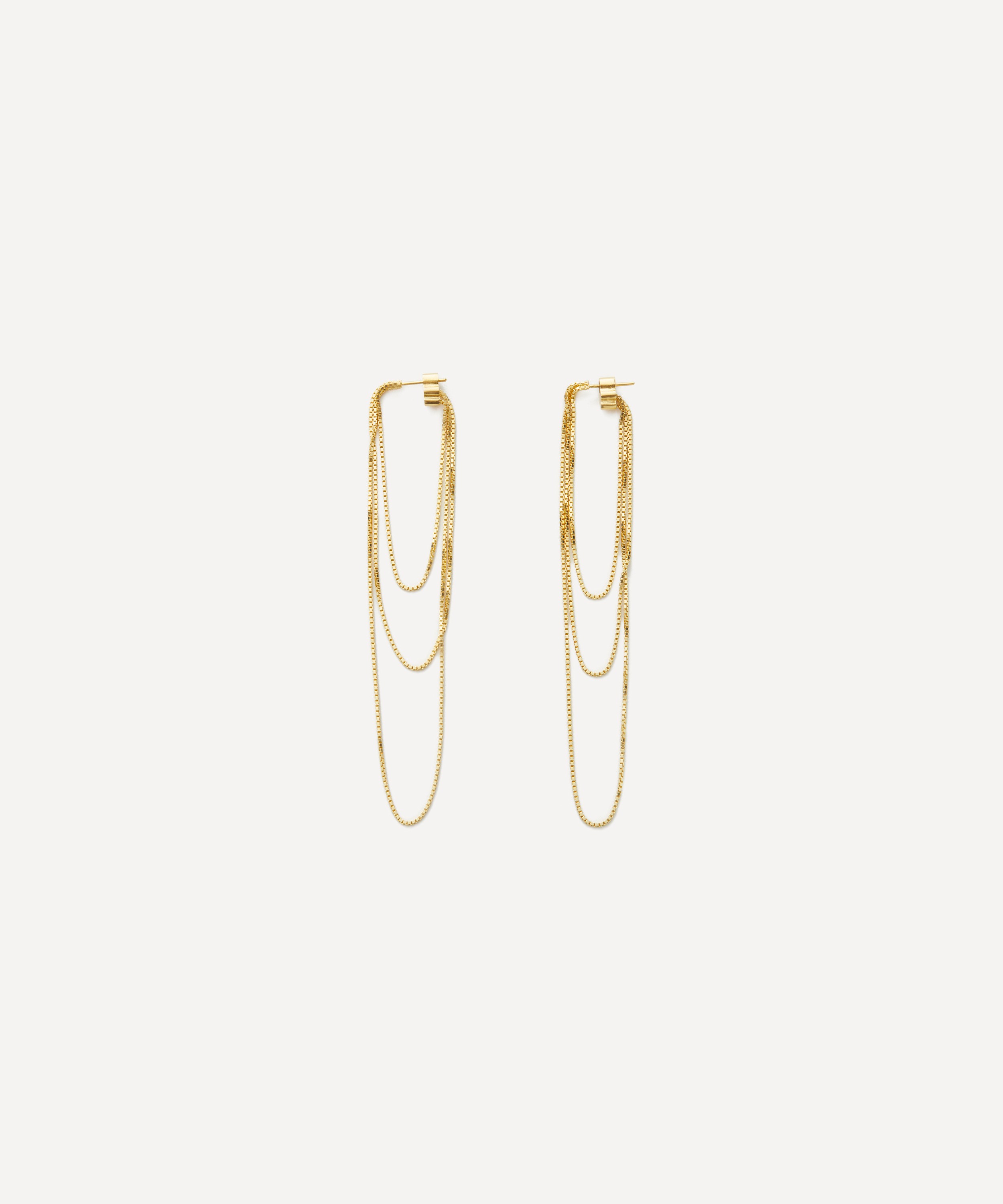 Maggoosh - 10ct Gold Nighttime Box Chain Drop Earrings image number 1
