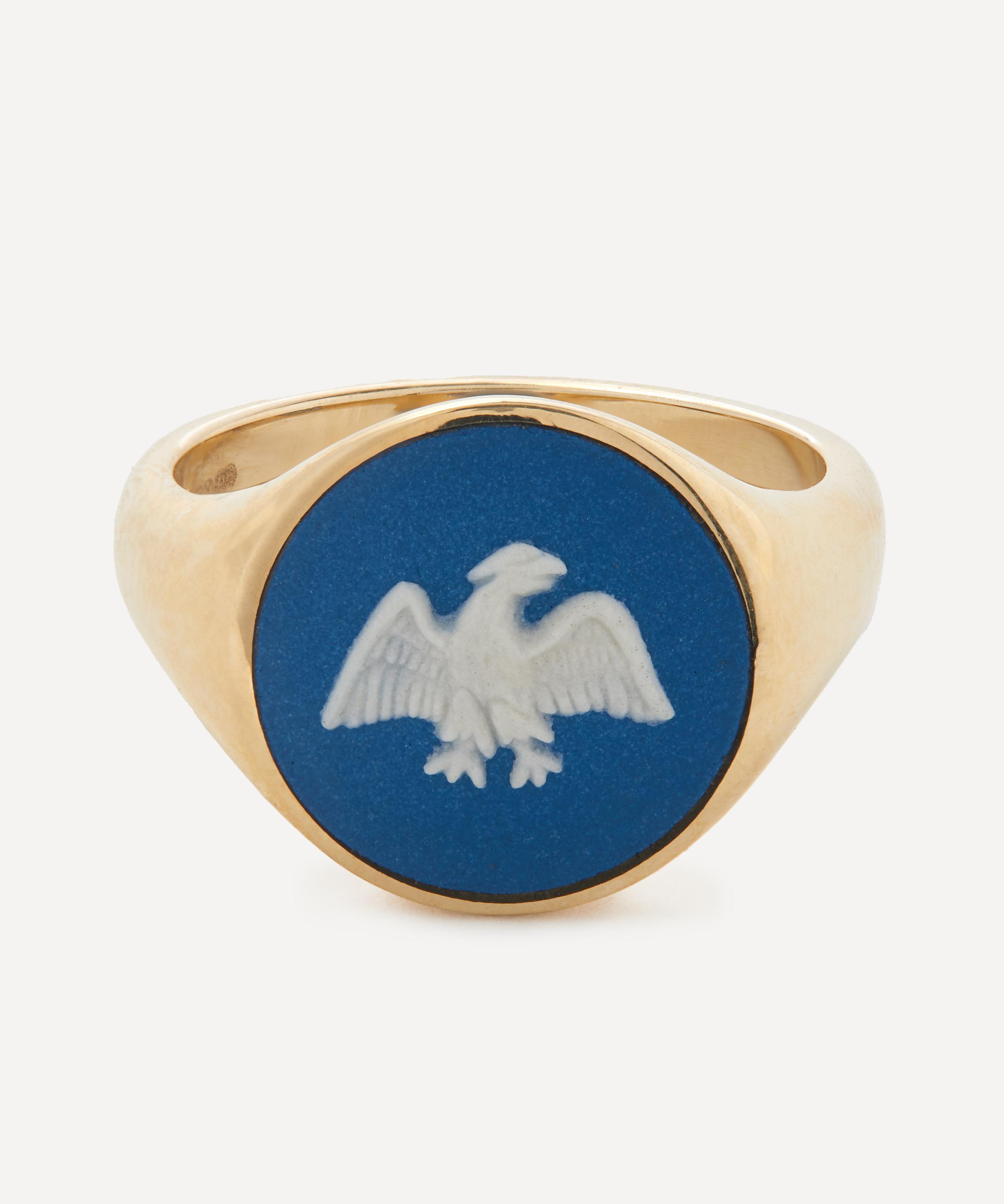 Ferian - 9ct Gold Wedgwood Eagle Round Signet Ring image number 0