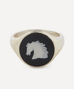 Ferian - Sterling Silver Wedgwood Horsehead Round Signet Ring image number 0