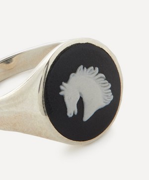 Ferian - Sterling Silver Wedgwood Horsehead Round Signet Ring image number 1