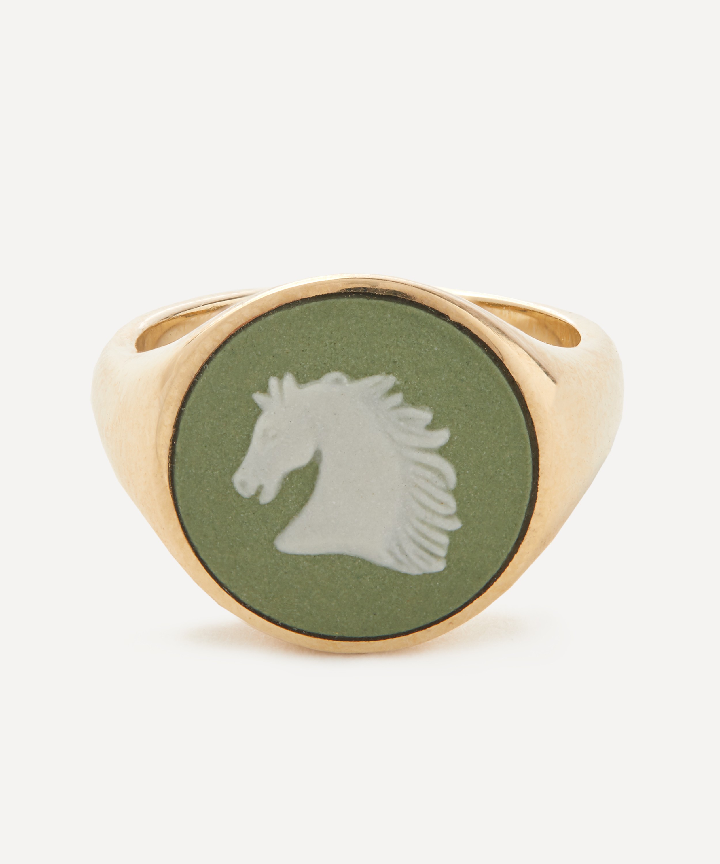 Ferian - 9ct Gold Wedgwood Horse Round Signet Ring image number 0