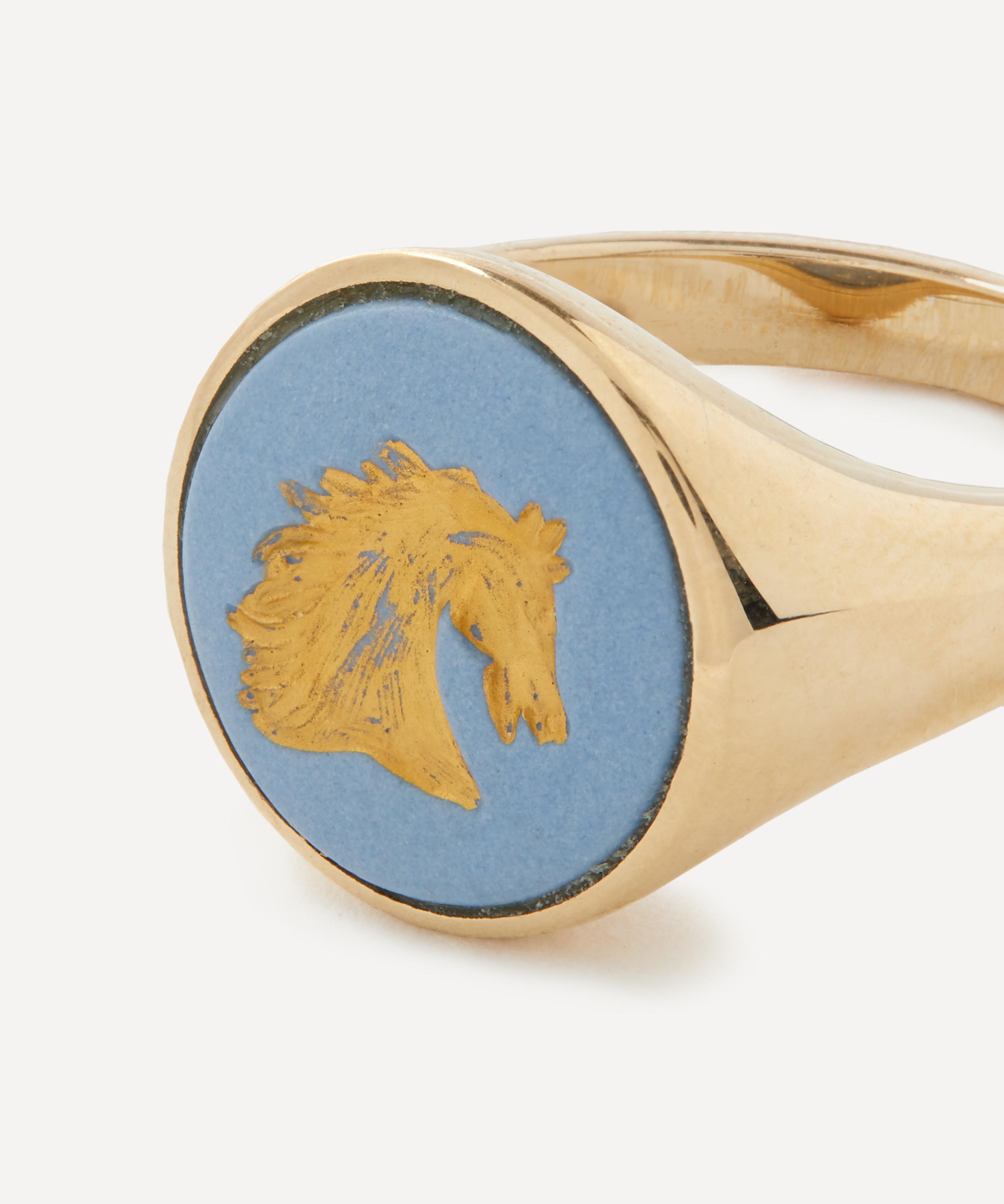 Ferian - 9ct Gold Wedgewood Horse Round Signet Ring image number 1