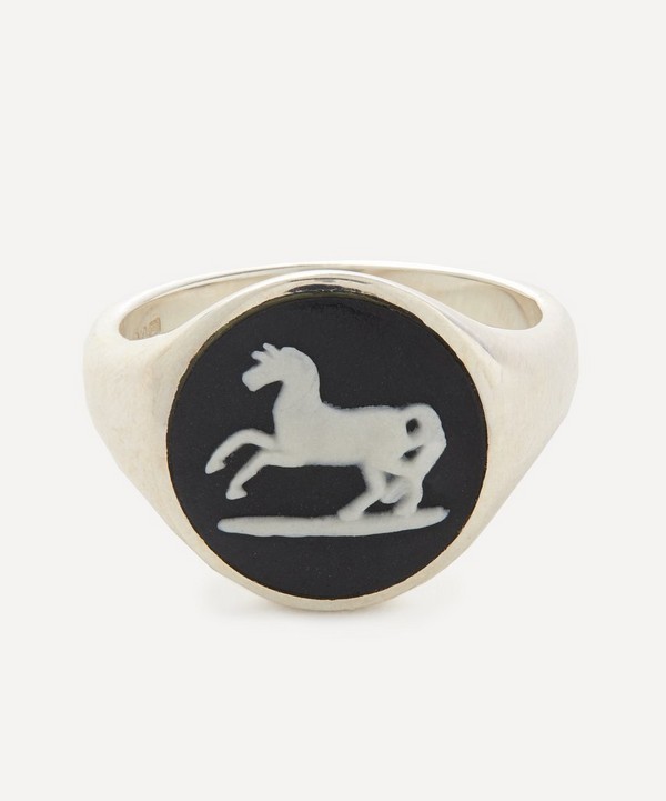 Ferian - Sterling Silver Wedgwood Prancing Horse Round Signet Ring image number null