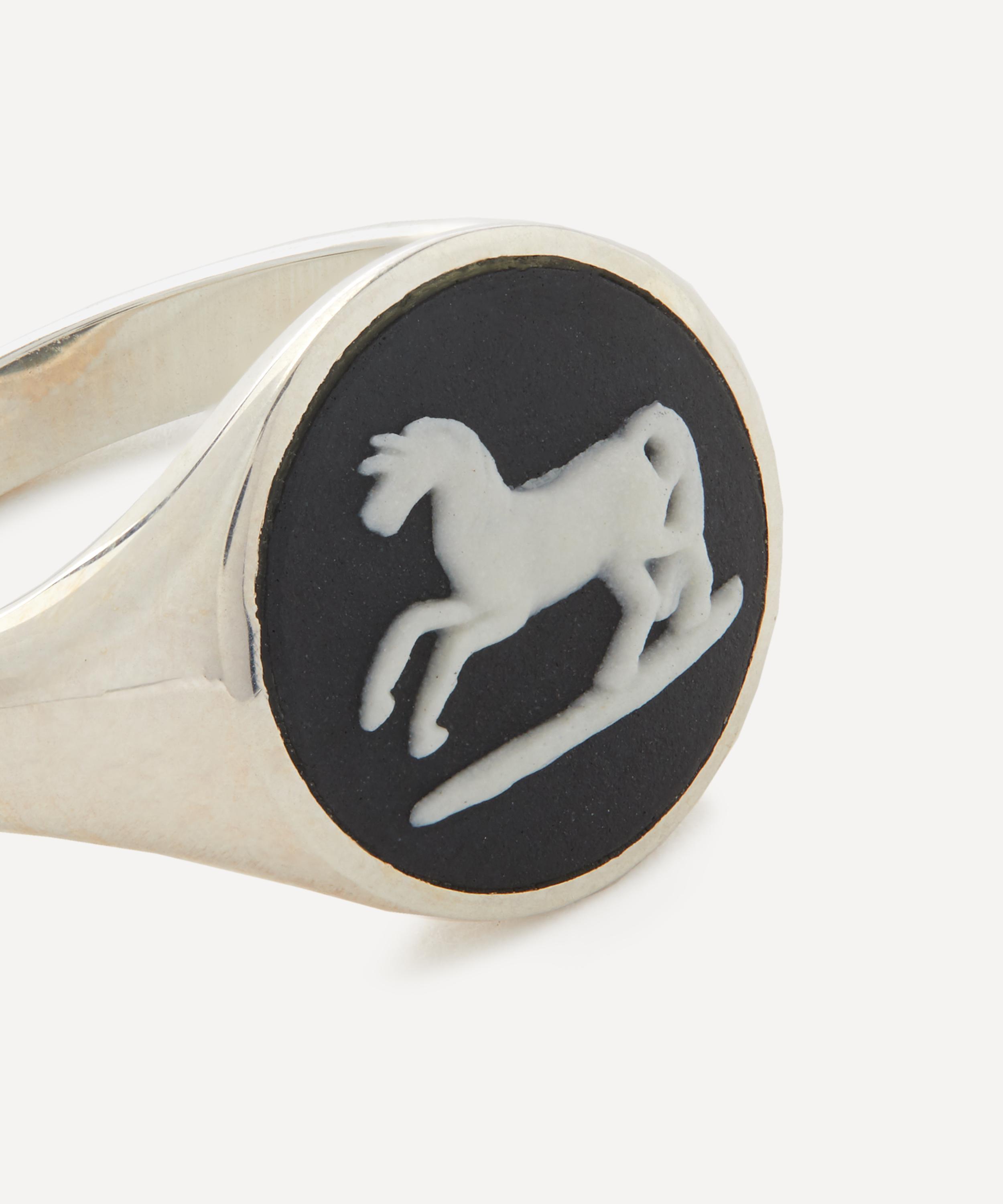 Ferian - Sterling Silver Wedgwood Prancing Horse Round Signet Ring image number 1