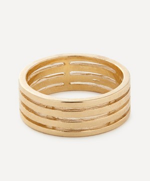 Ferian - 9ct Gold Parallel Lines Band Ring image number 0