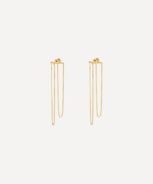 Maggoosh - 10ct Gold Currents Cross Chain Drop Earrings image number 0