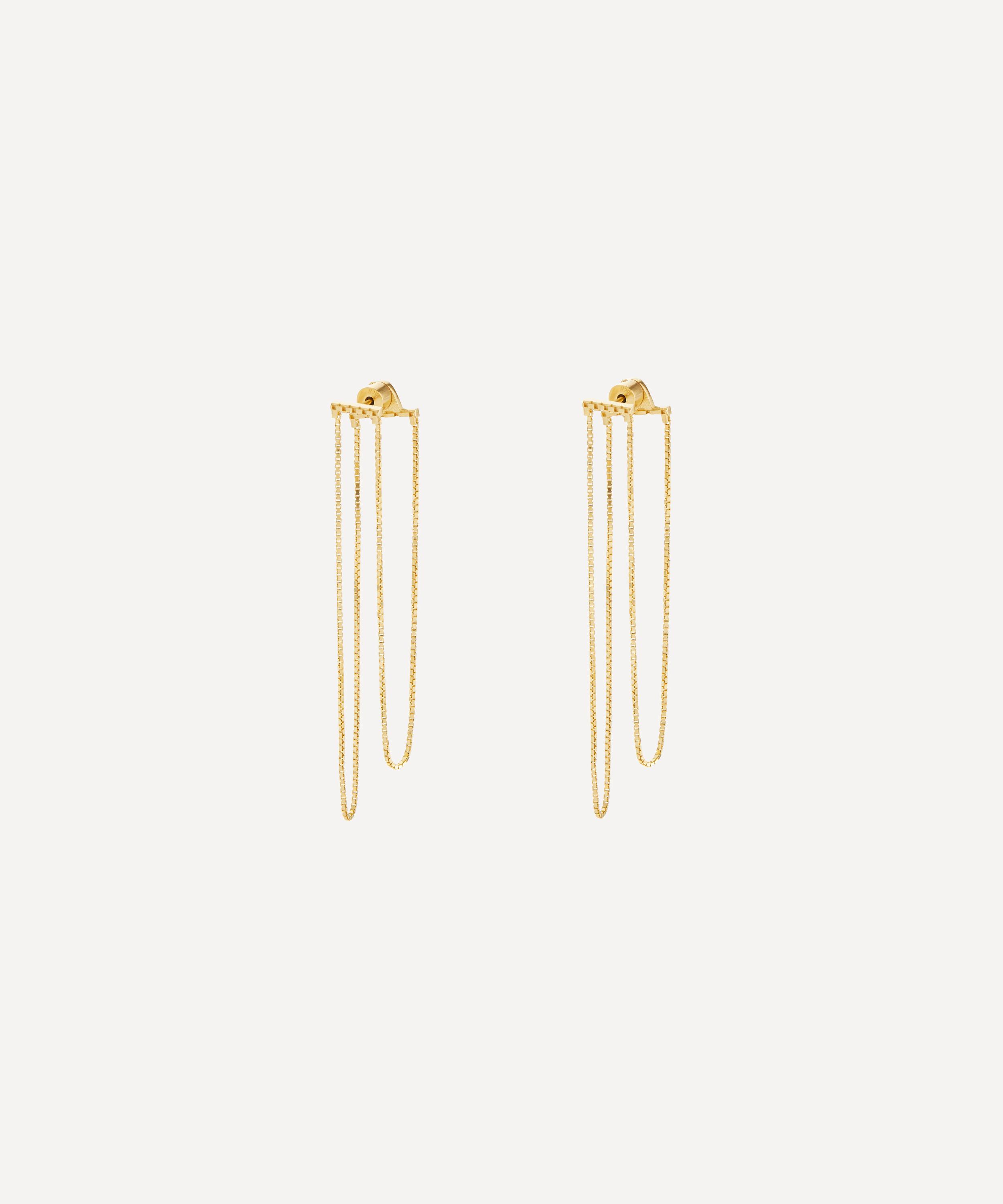 Maggoosh - 10ct Gold Currents Cross Chain Drop Earrings image number 0