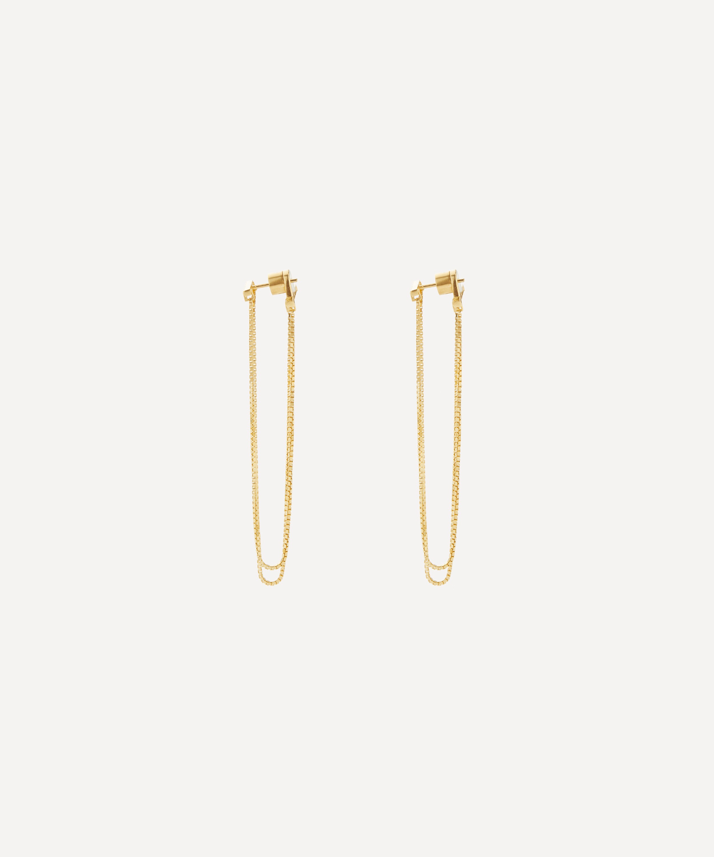 Maggoosh - 10ct Gold Currents Cross Chain Drop Earrings image number 2