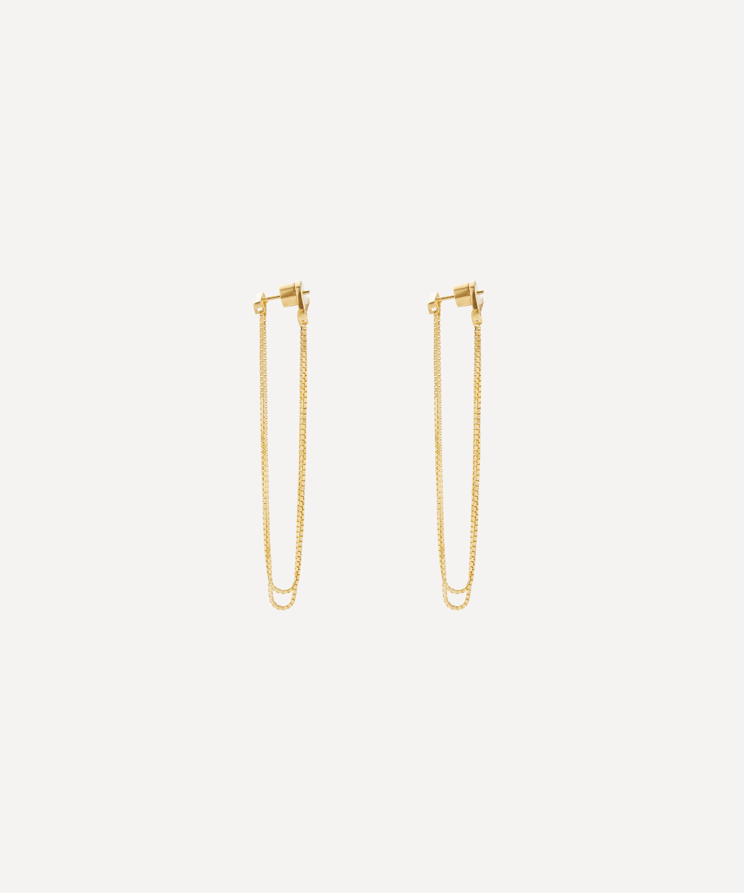 Maggoosh - 10ct Gold Currents Cross Chain Drop Earrings image number 2