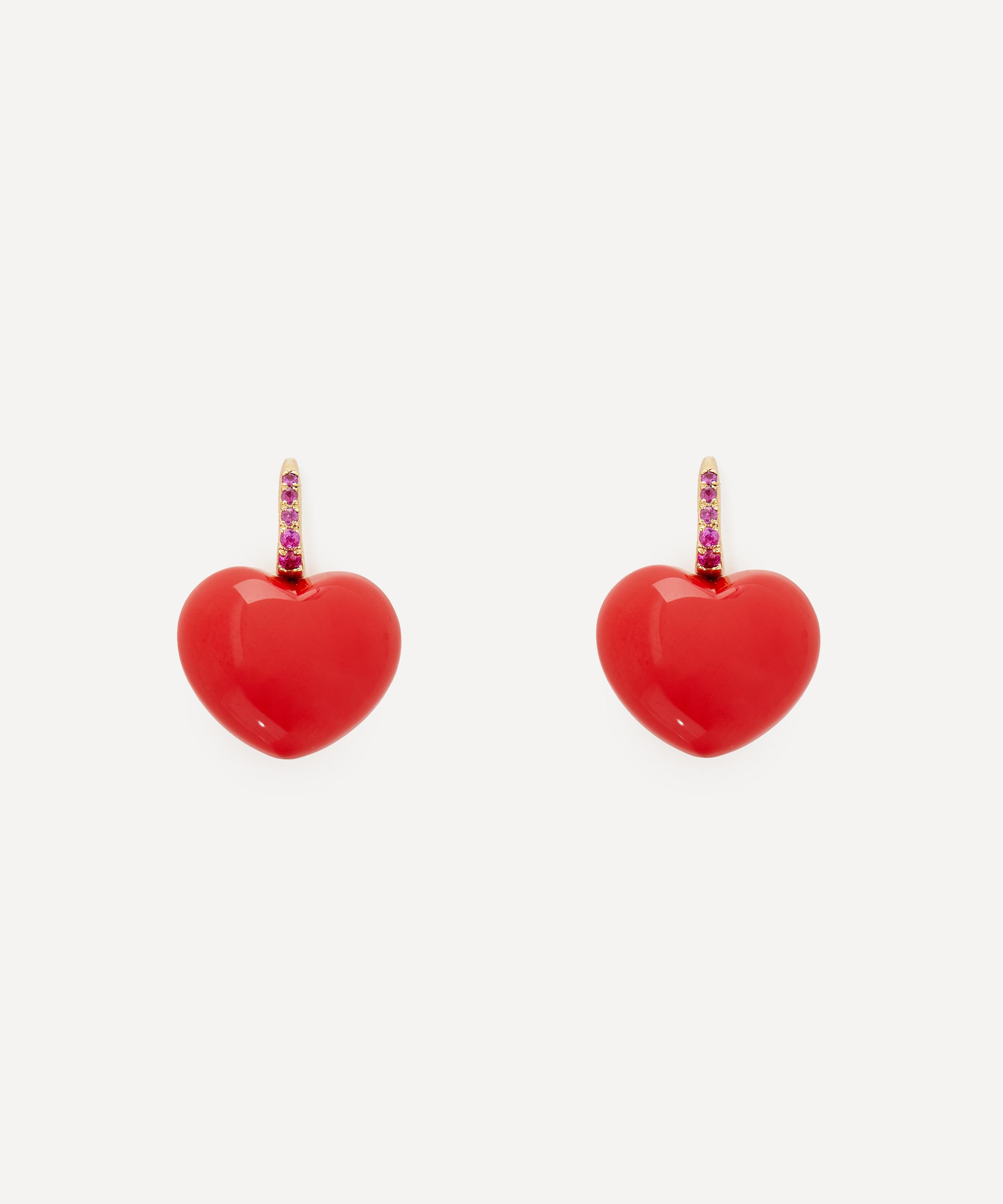 Rachel Quinn - 14ct Gold Midi Heart Dollop Drop Earrings image number 0