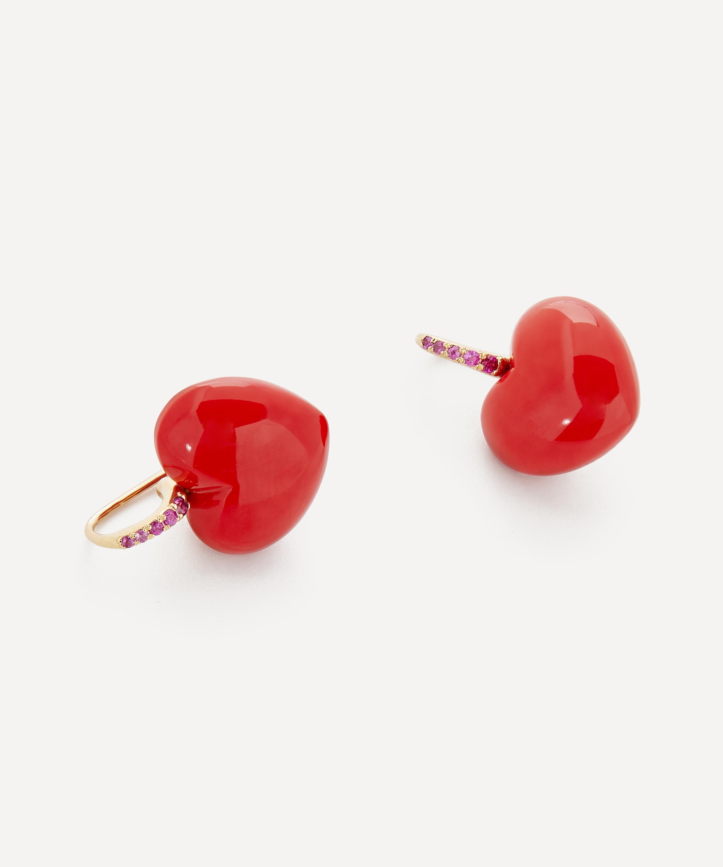 Rachel Quinn - 14ct Gold Midi Heart Dollop Drop Earrings image number 1