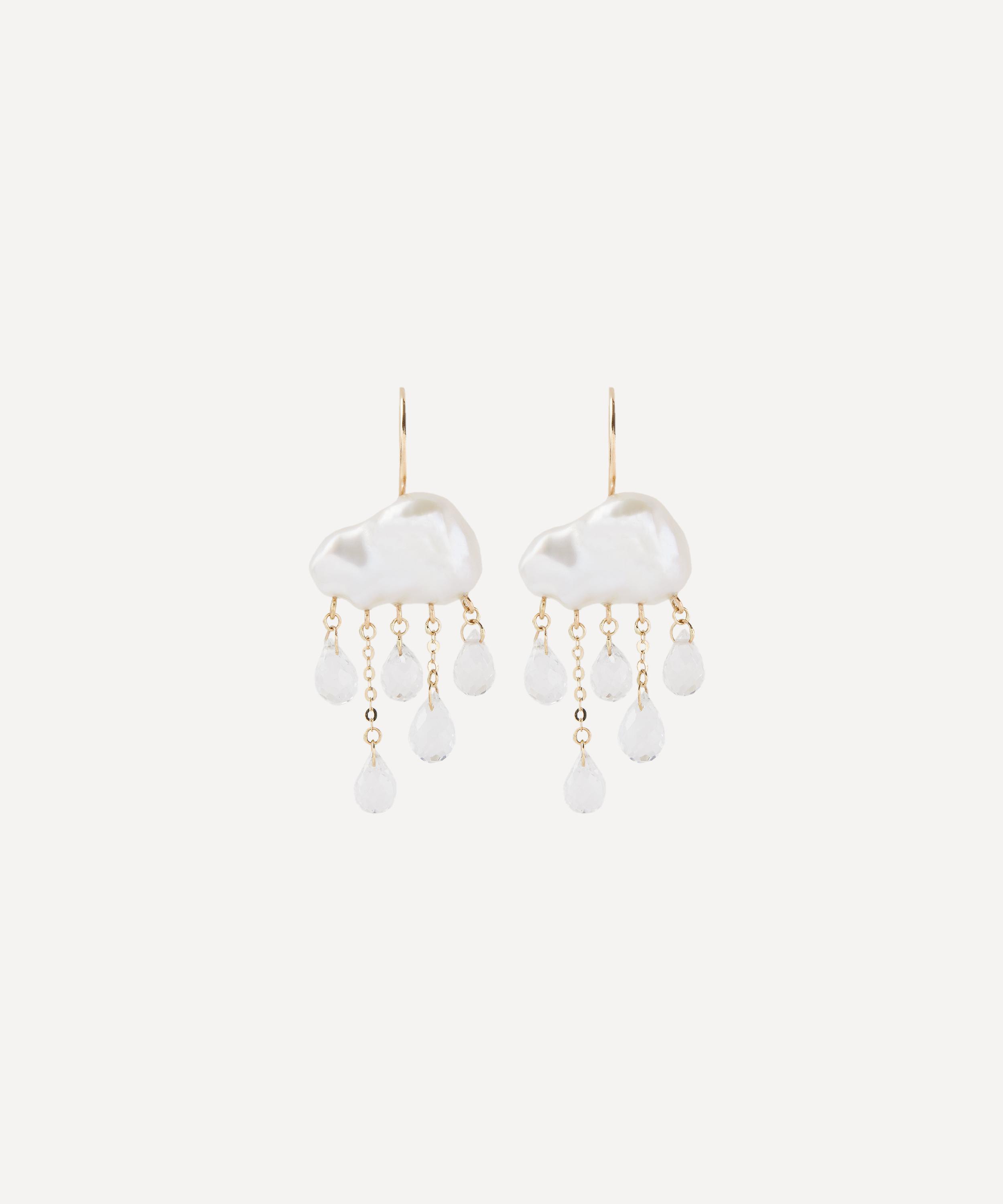 Rachel Quinn - 14ct Gold Storm Cloud Pearl Drop Earrings