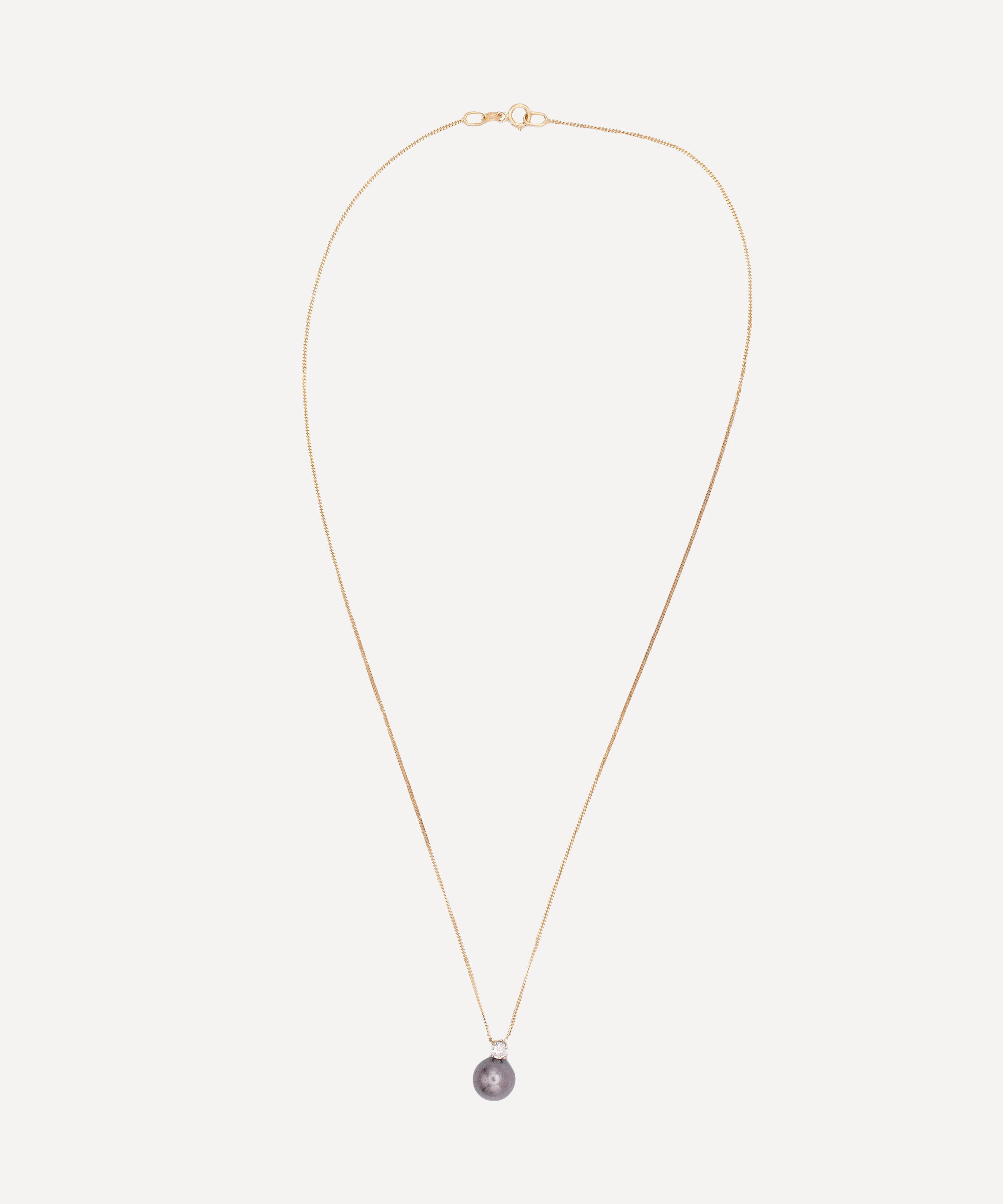 Kojis - 14ct Gold Black Pearl and Diamond Necklace image number 1