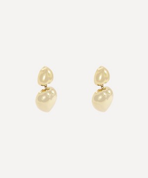 Kojis - 14ct Gold Vintage Double Heart Drop Earrings image number 1