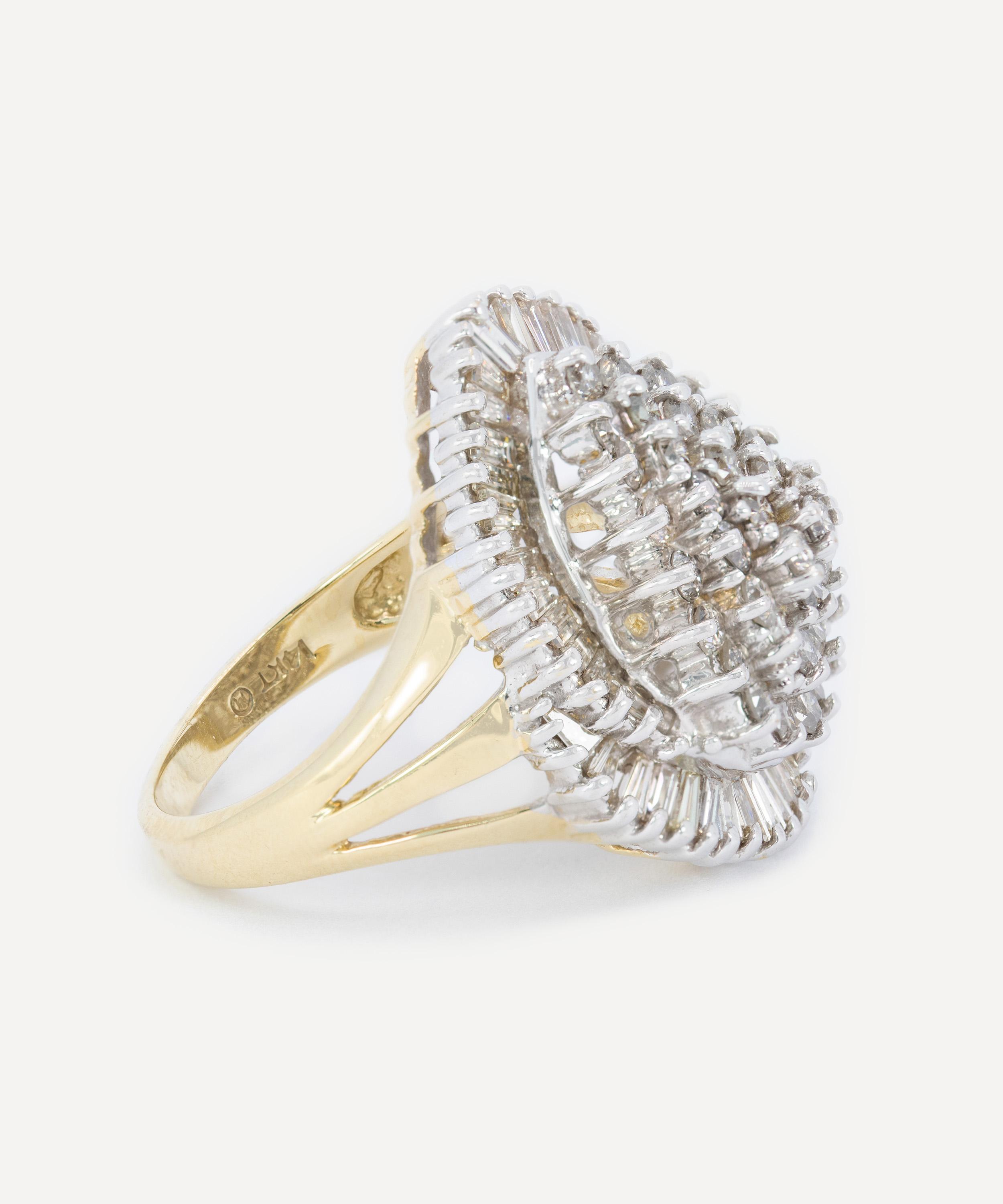 Kojis - 14ct Gold and White Gold Mixed Cut Diamond Cluster Ring image number 2