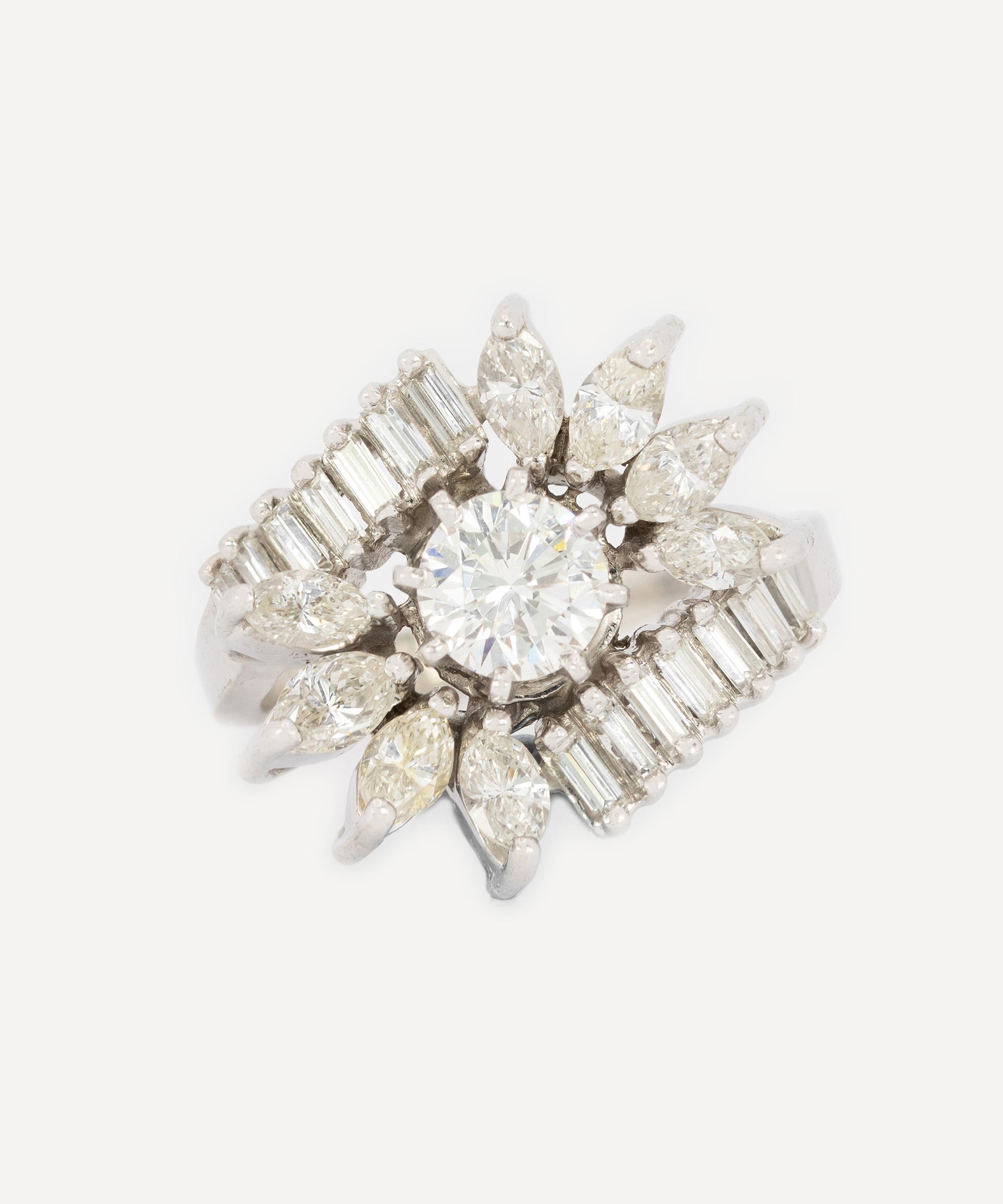 Kojis - 14ct White Gold Vintage Starburst Cluster Ring