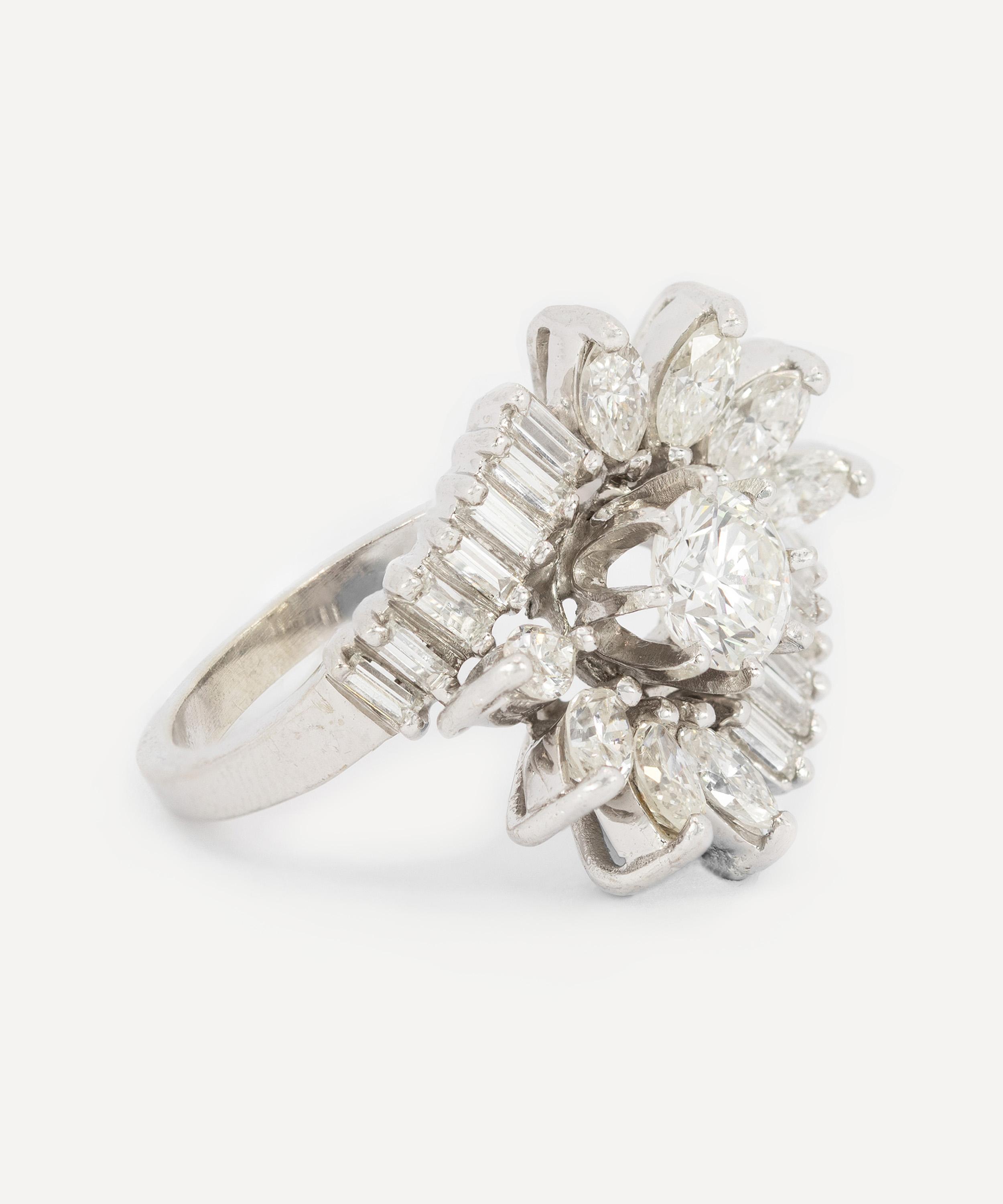 Kojis - 14ct White Gold Vintage Starburst Cluster Ring image number 1