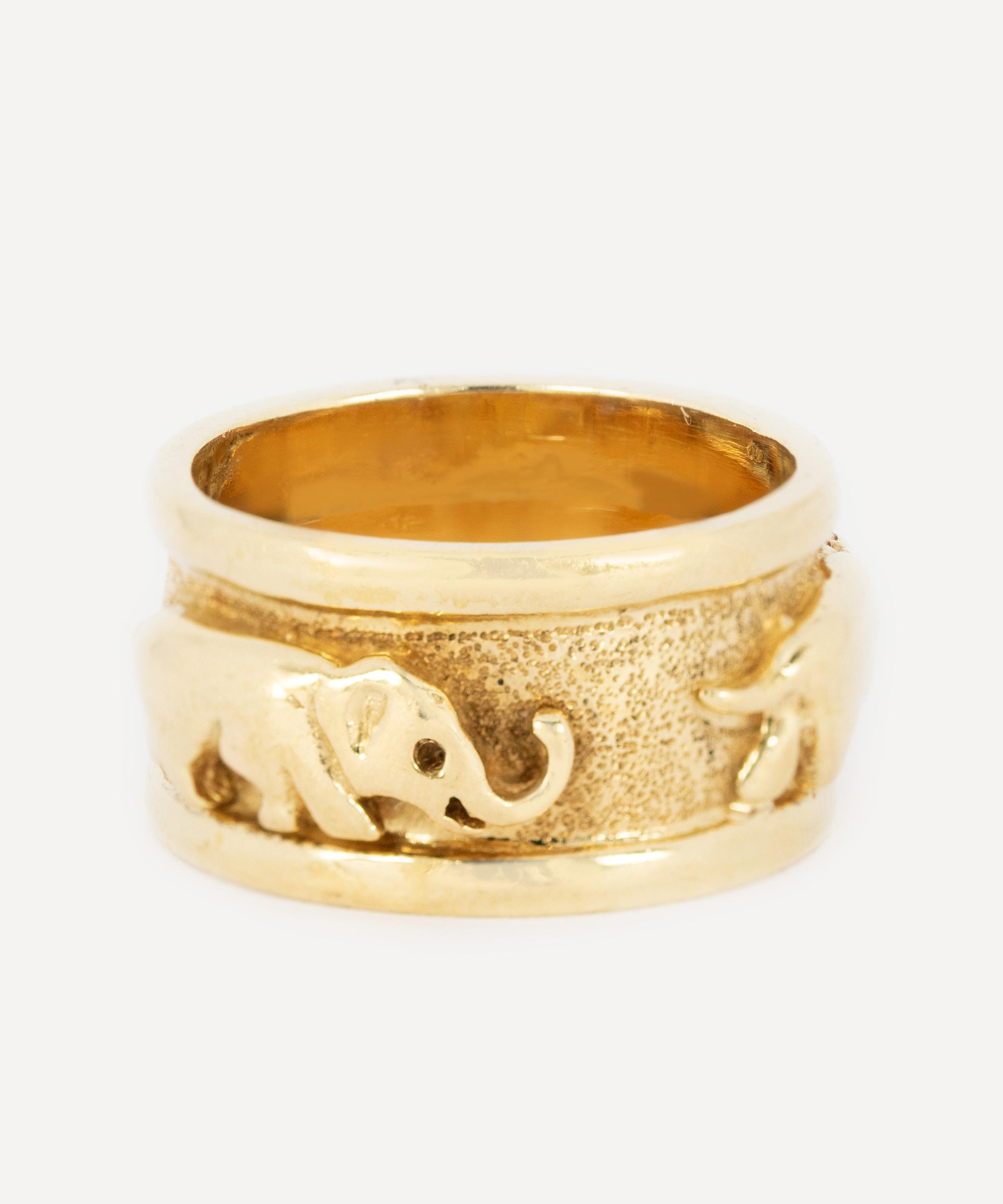Kojis - 14ct Gold Elephant Eternity Band Ring image number 1