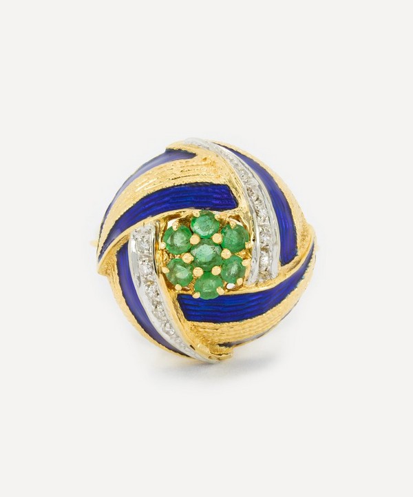 Kojis - 18ct Gold Vintage Emerald And Enamel Cocktail Ring image number null