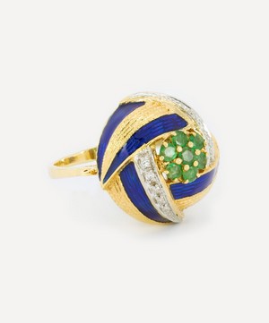 Kojis - 18ct Gold Vintage Emerald And Enamel Cocktail Ring image number 1