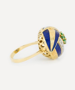 Kojis - 18ct Gold Vintage Emerald And Enamel Cocktail Ring image number 2