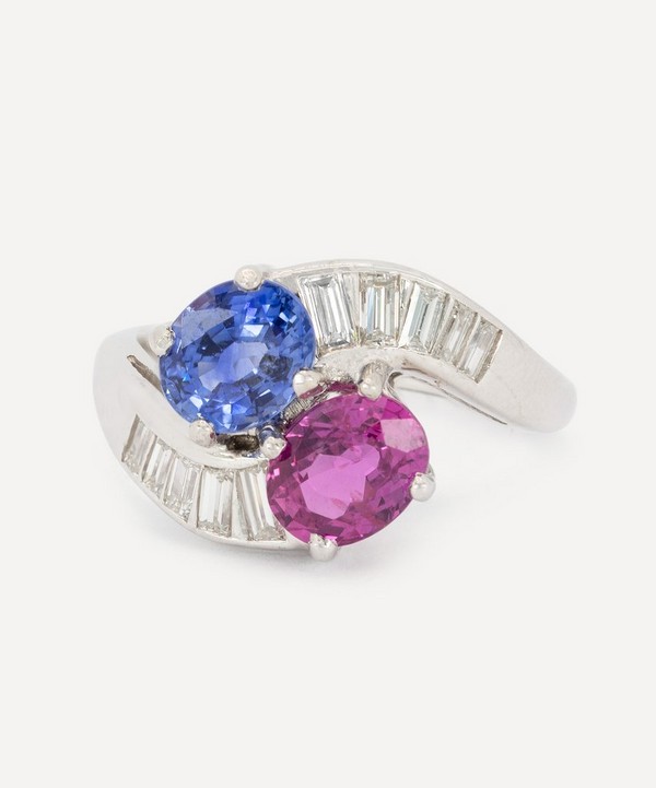 Kojis - Platinum Pink and Blue Sapphire Moi et Toi Ring image number null