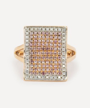 Kojis - 18ct Rose Gold Pink and White Diamond Plaque Ring image number 0