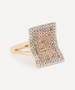 Kojis - 18ct Rose Gold Pink and White Diamond Plaque Ring image number 1