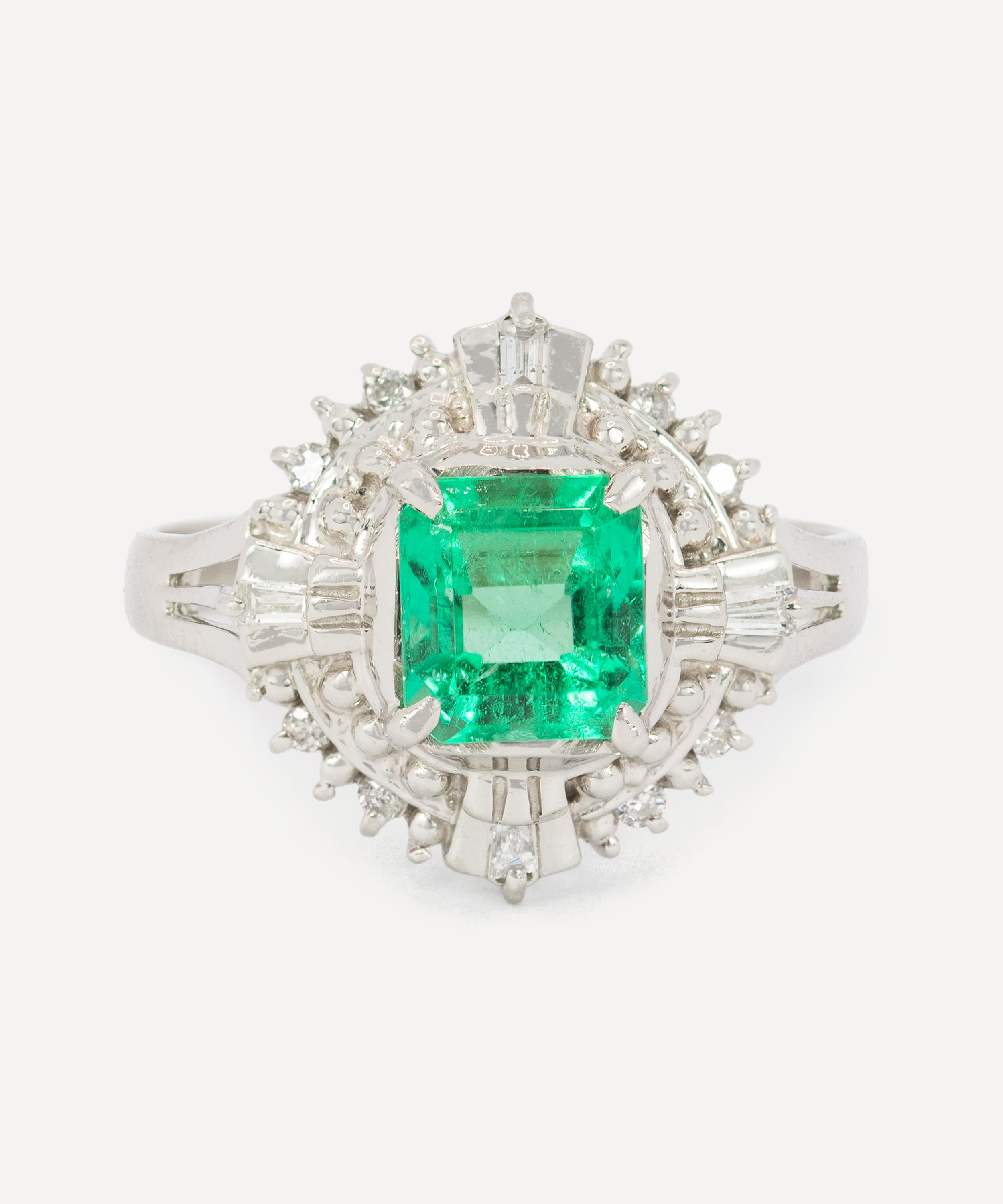 Kojis - Platinum Emerald Ballerina Ring image number 0