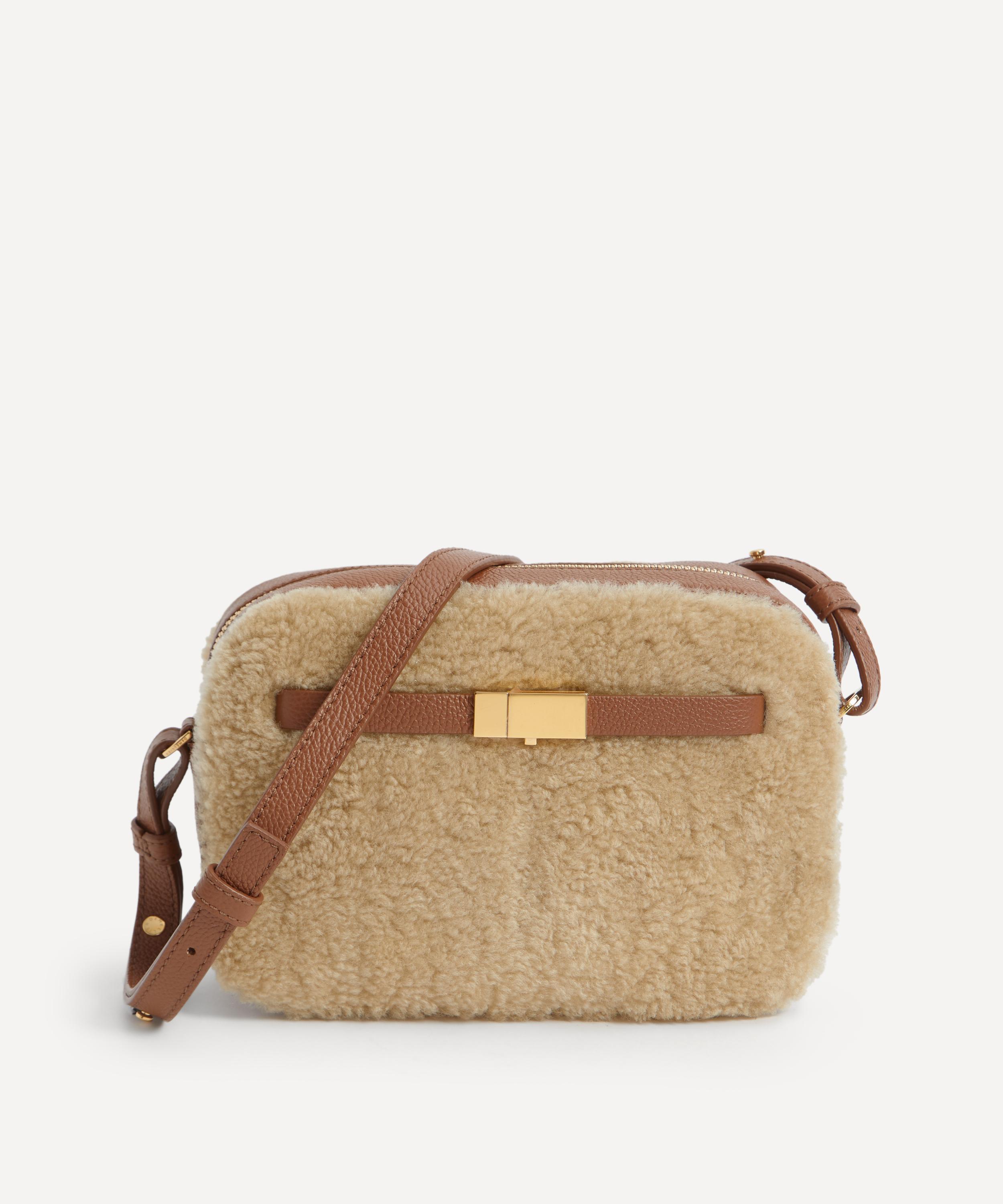 Demellier - New York Small Leather & Shearling Cross-body Bag - Womens - Beige Tan