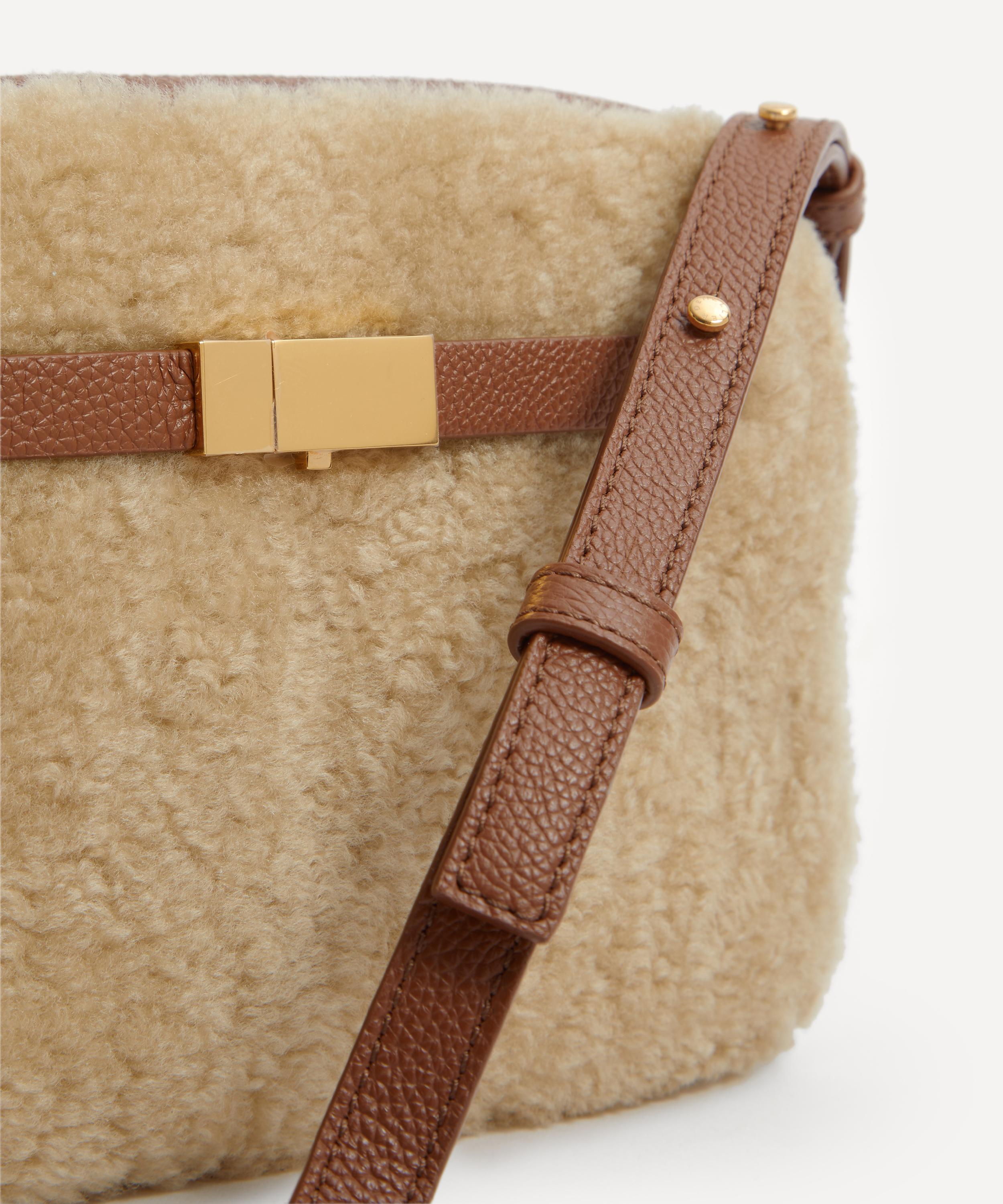 Demellier - New York Small Leather & Shearling Cross-body Bag - Womens - Beige Tan