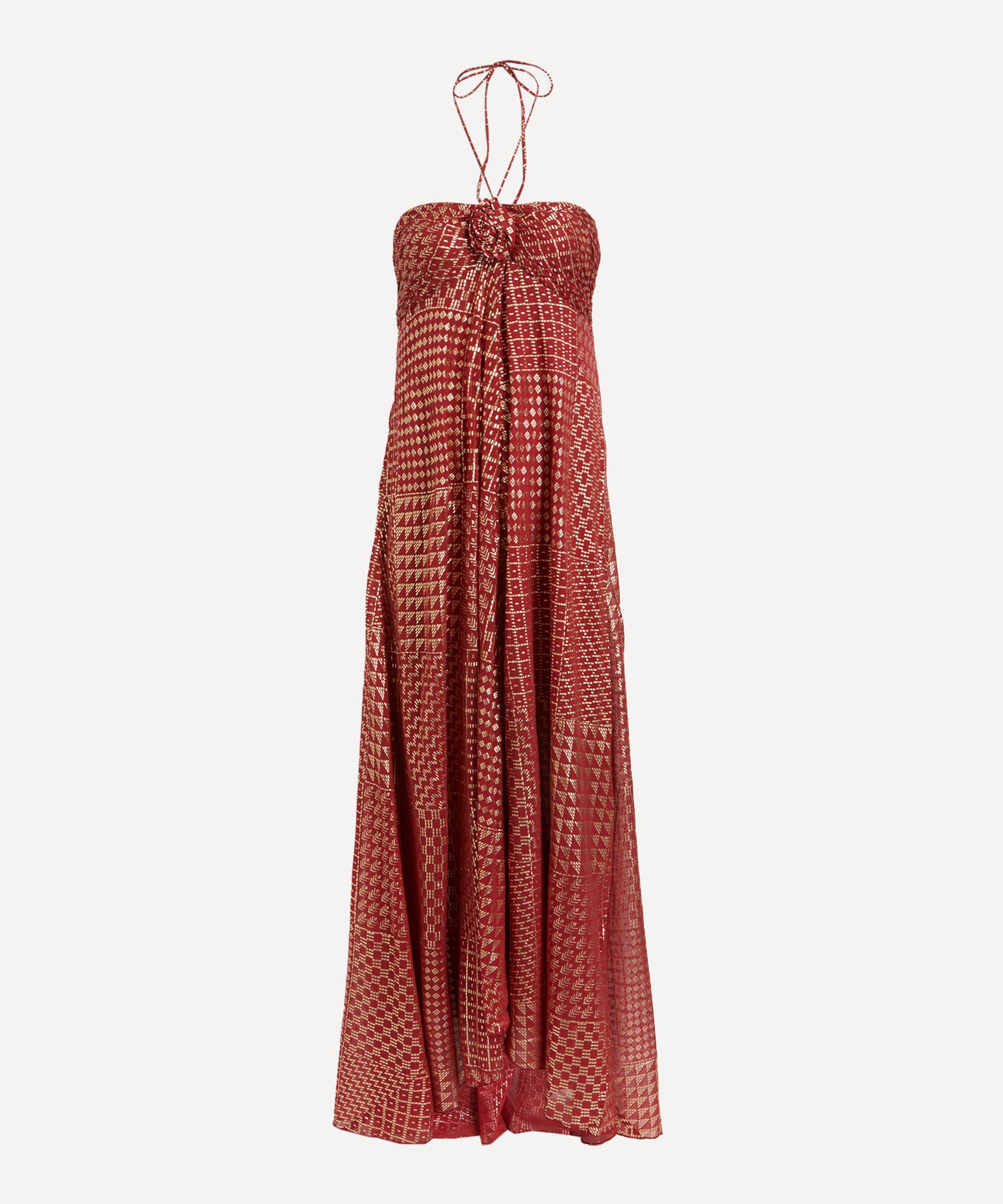 LOEWE Strapless embellished silk-satin maxi dress