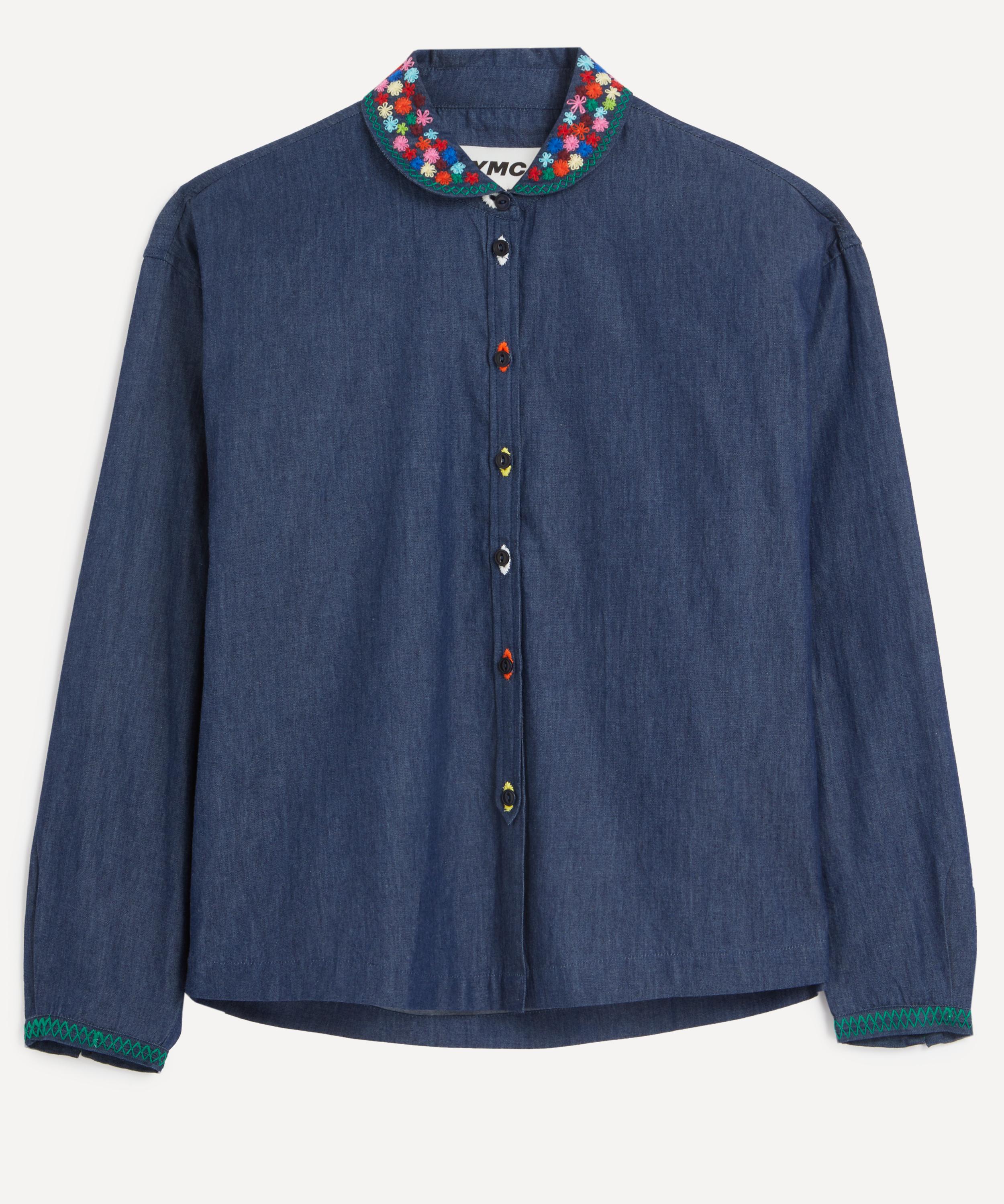 YMC - Marianne Embroidered Indigo Denim Shirt