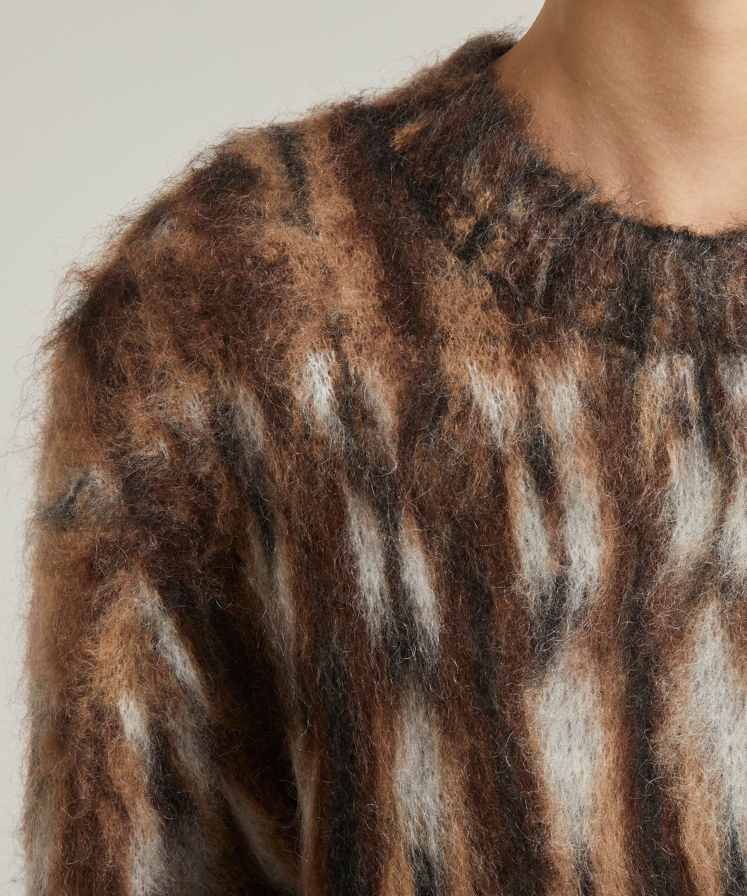Acne Studios Klinac Brushed Jacquard Mohair Texturized Knit Sweater Brown  Medium 