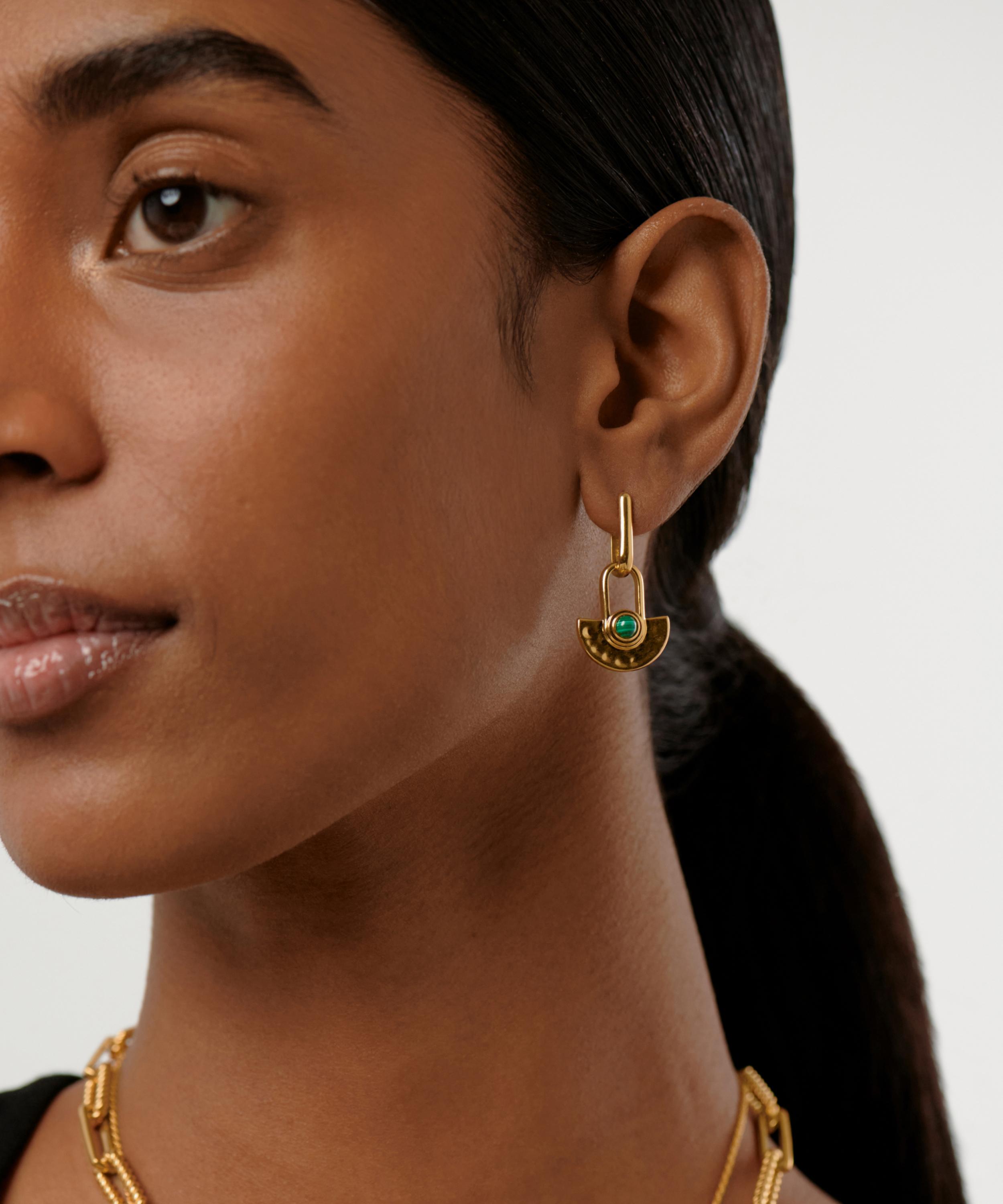 Missoma - 18ct Gold-Plated Vermeil Silver Zenyu Fan Gemstone Drop Earrings image number 1