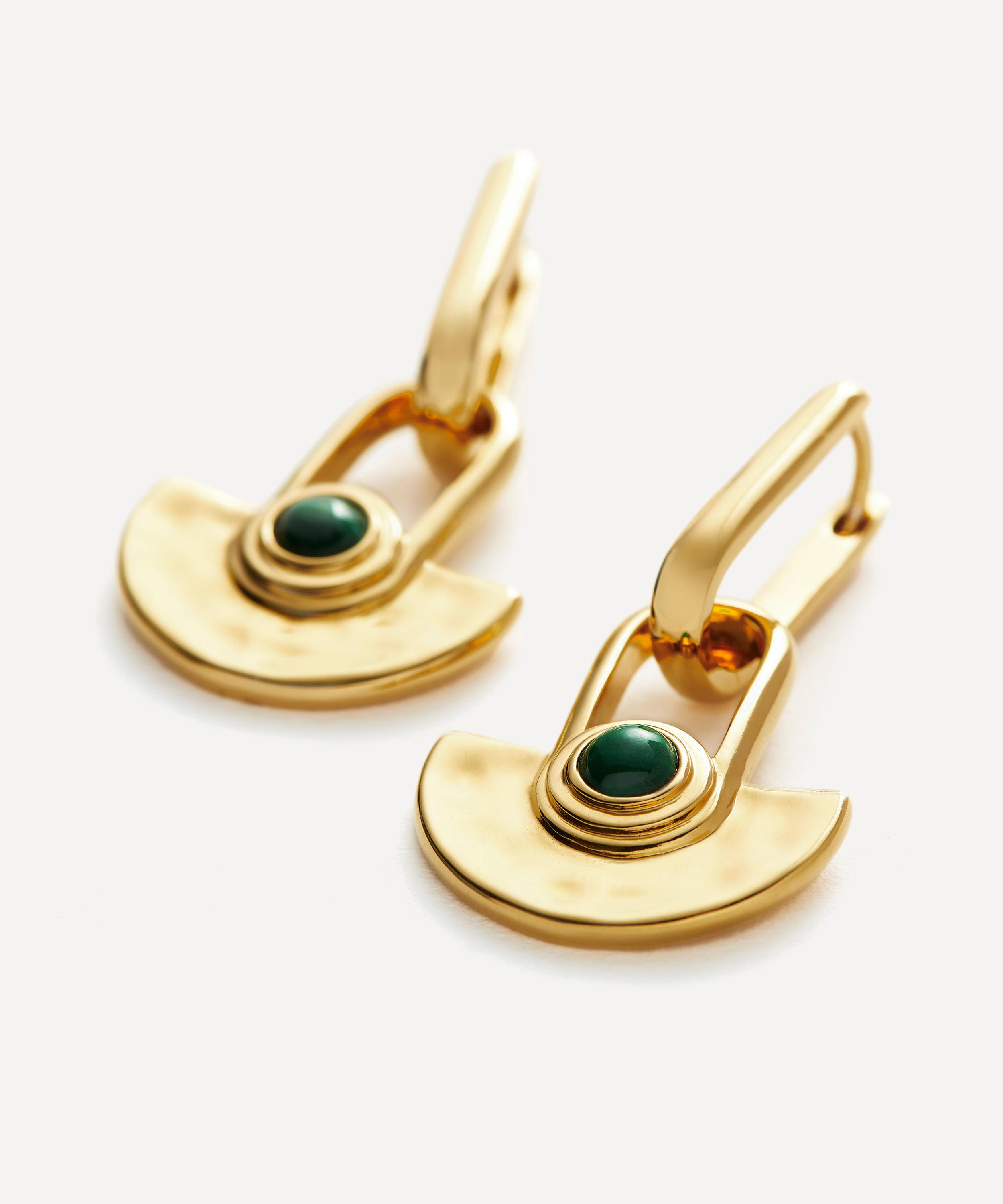 Missoma - 18ct Gold-Plated Vermeil Silver Zenyu Fan Gemstone Drop Earrings image number 4